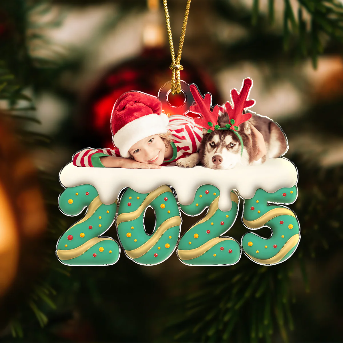 Custom Photo Family Christmas Acrylic Ornament HA75 897924 - Image 5