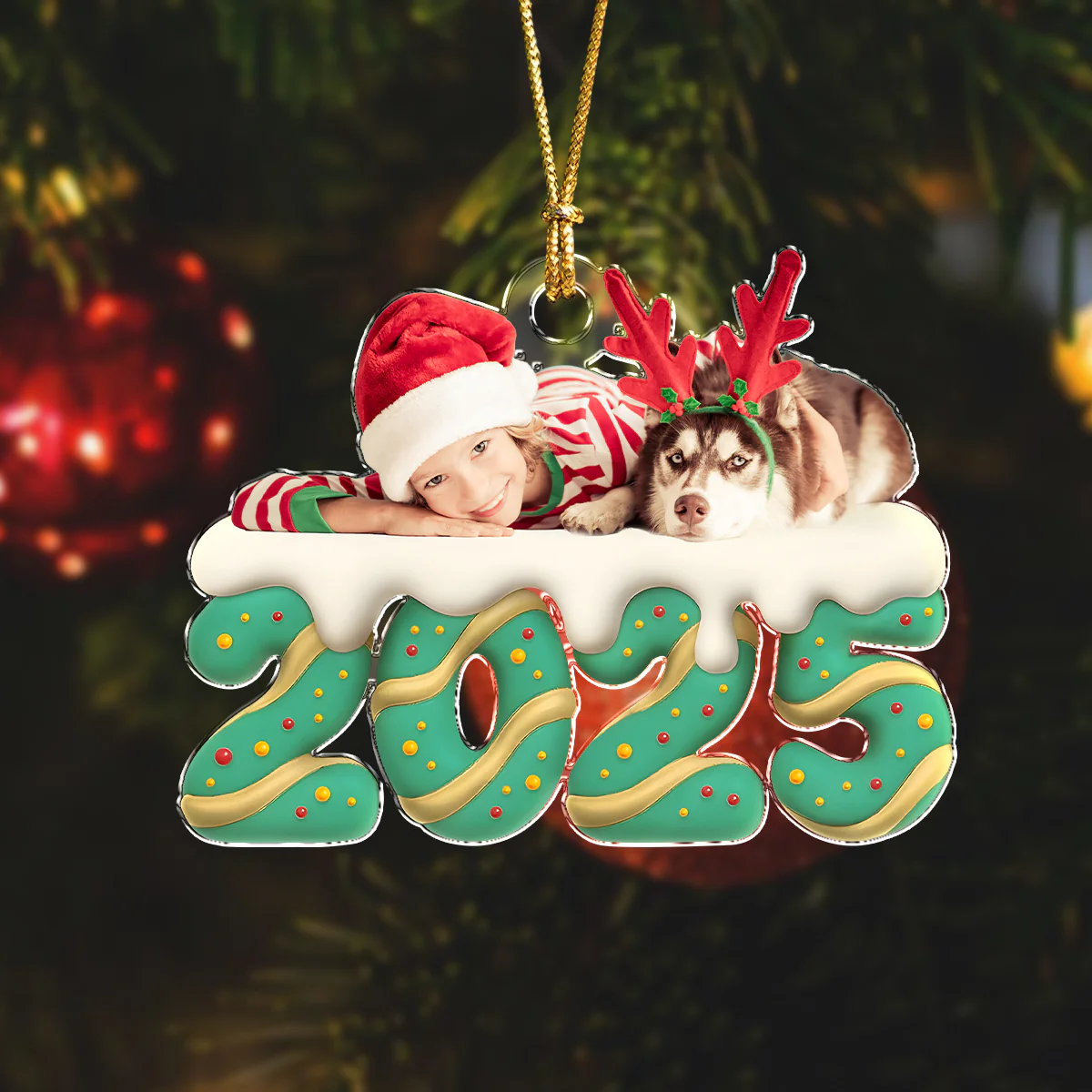 Custom Photo Family Christmas Acrylic Ornament HA75 897924 - Image 6