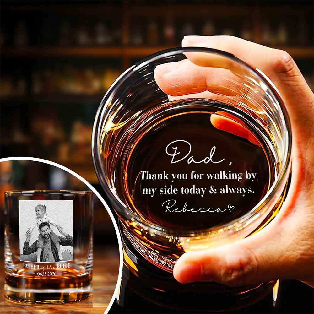 Custom Photo Father Of The Bride, Groom Engraved Rock Glass Gift For Father's Day LM32 668939 - Image 3