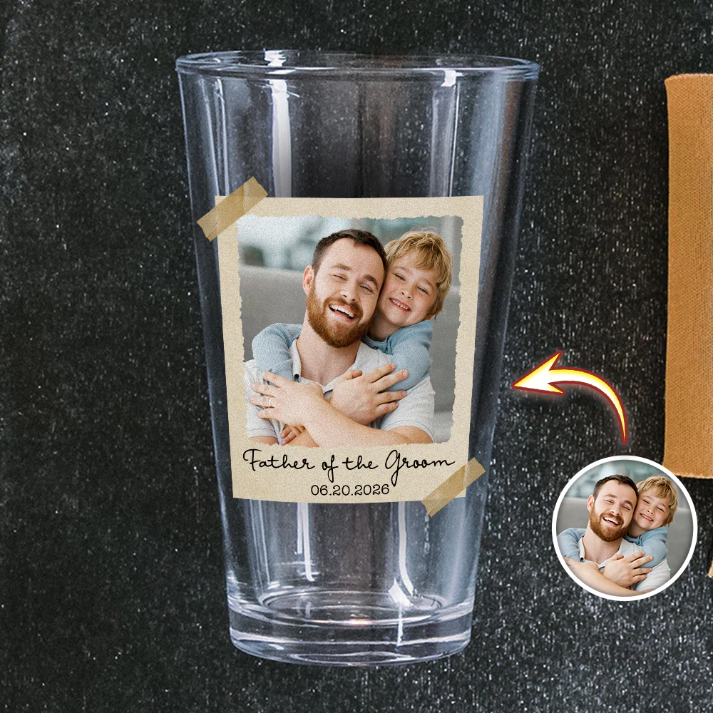 Custom Photo Father Of the Bride Or Groom Vintage Beer Glass - Gift For Dad, Father's Day HO82 902316 - Image 3