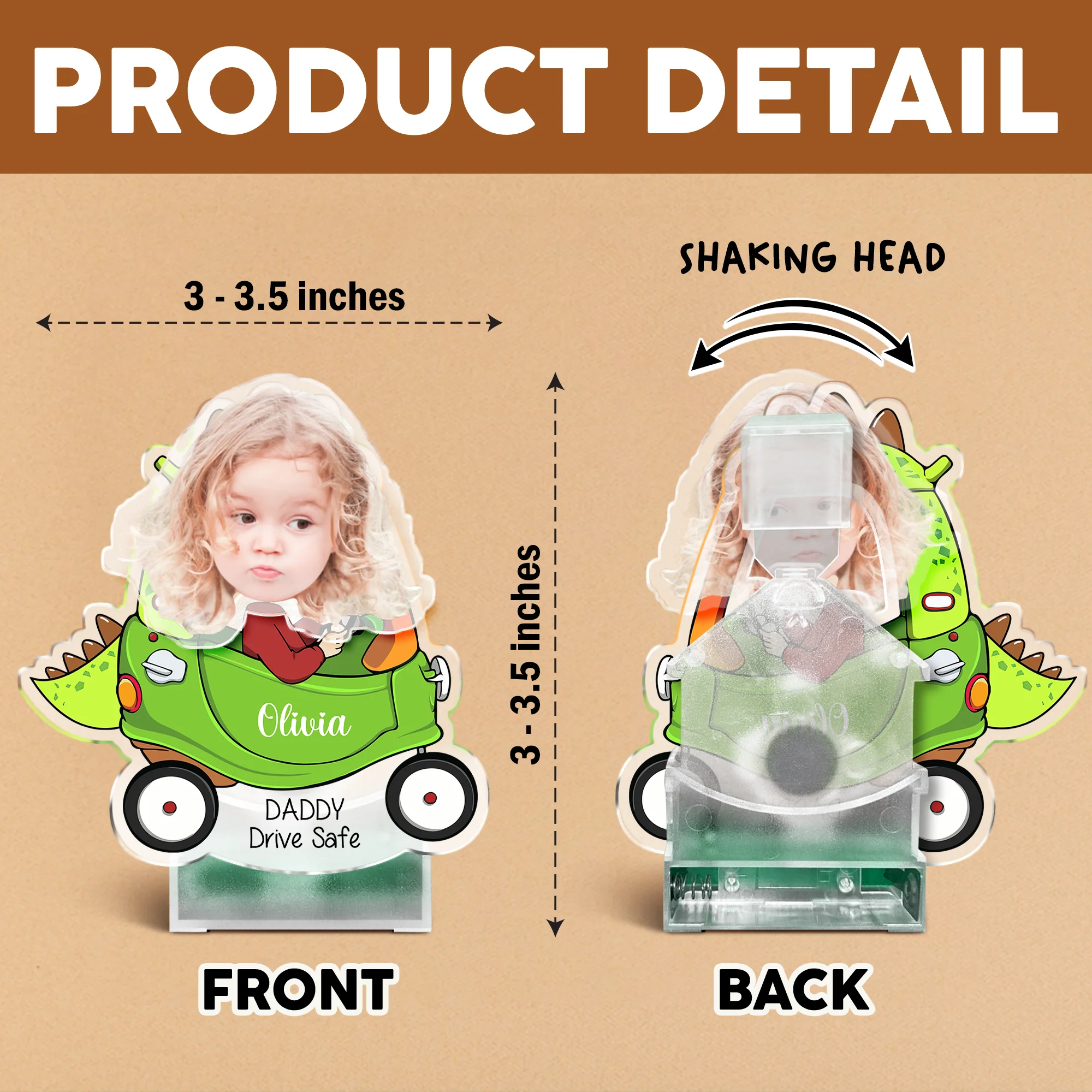 Custom Photo Father's Day Gift, Kids Face Bobblehead Gift for Dad, Drive Safe Daddy, Gift for New Dad Shaking Head Standee HO82 893830 - Image 8