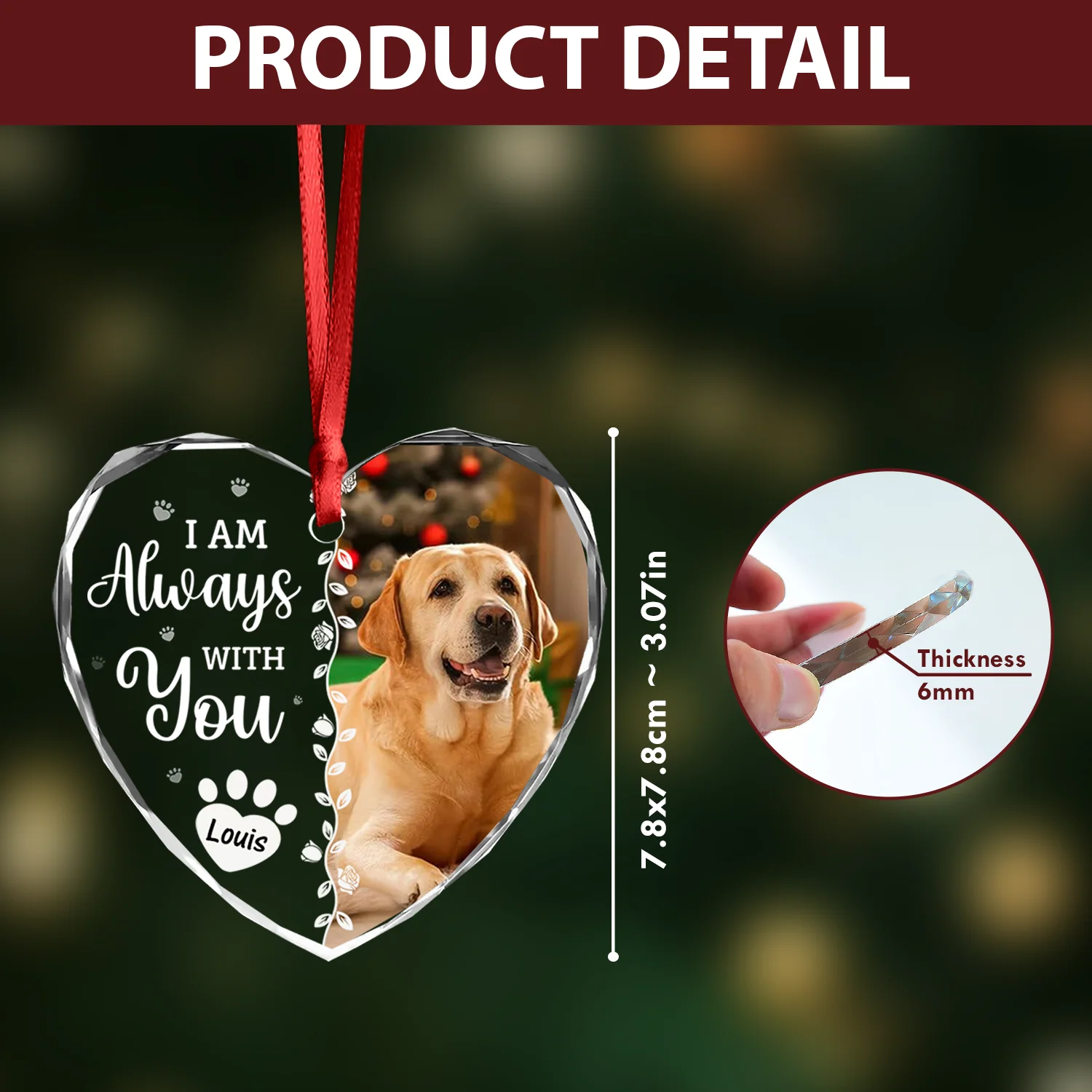 Custom Photo Favorite Hello And Hardest Goodbye Memorial Heart Shape Glass Ornament HA75 892810 - Image 8