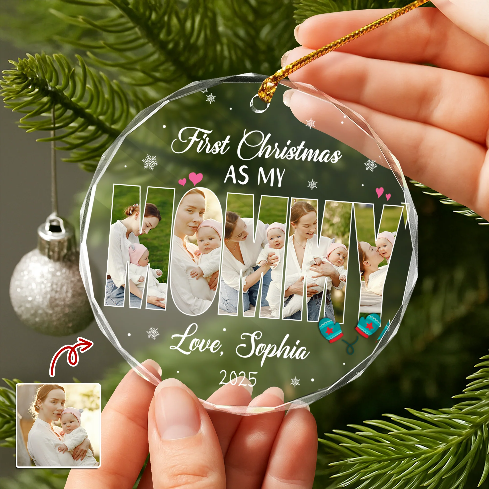 Custom Photo First Christmas As My Dad Circle Glass Ornament CH07 899036 - Image 5