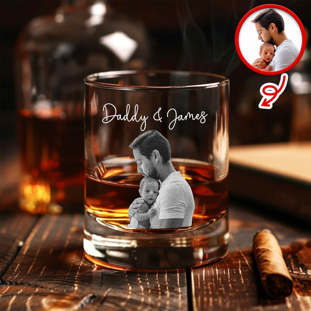 Custom Photo First Father’s Day Engraved Rock Glass Gift For Daddy LM32 668937 - Image 6