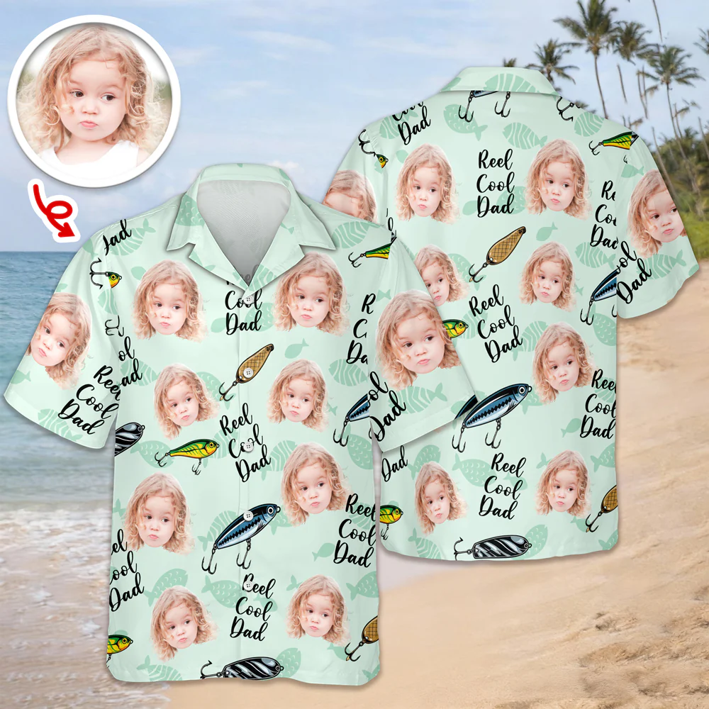 Custom Photo Fishing Dad Aloha Hawaii Shirt, Personalized Reel Cool Papa Vacation Shirt LM32 669247 - Image 3