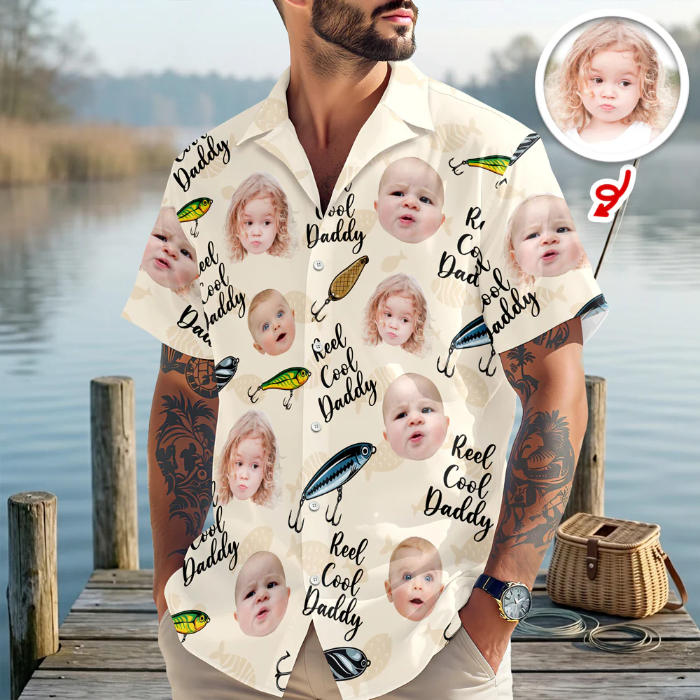Custom Photo Fishing Dad Aloha Hawaii Shirt, Personalized Reel Cool Papa Vacation Shirt LM32 669247 - Image 7