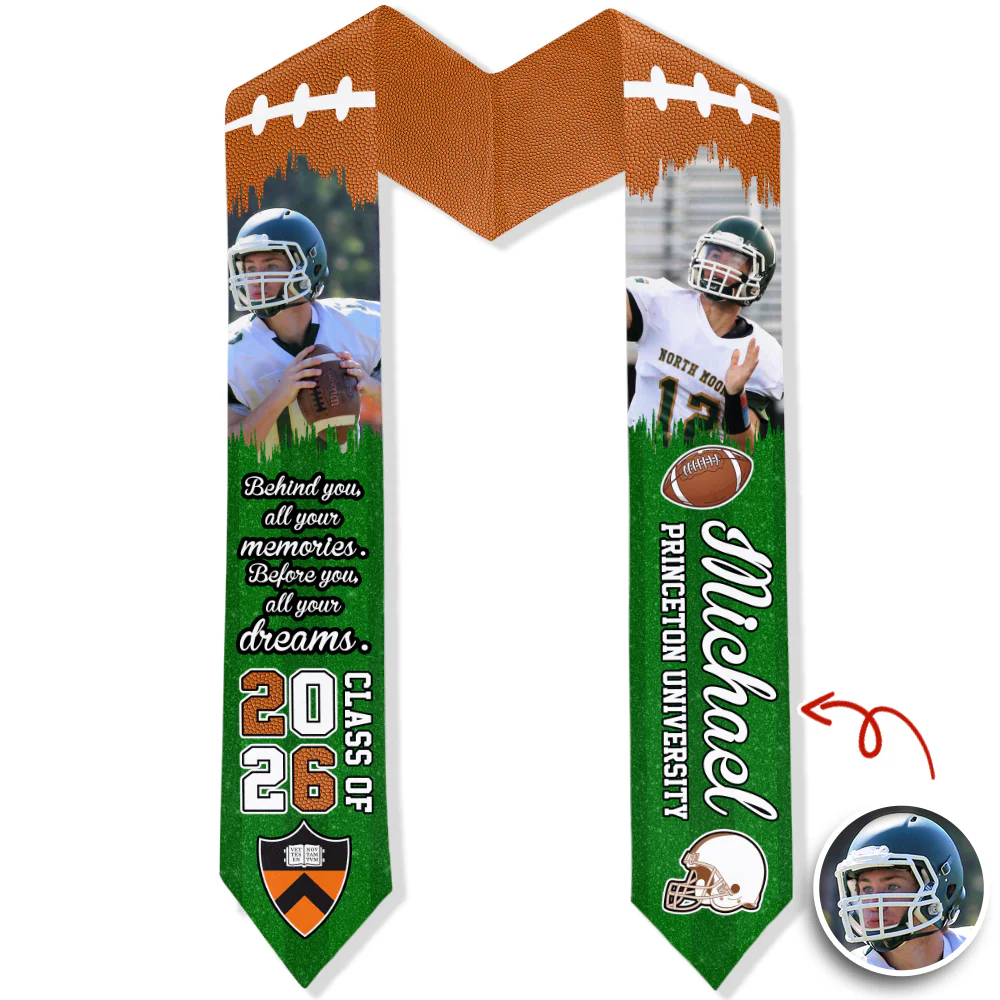 Custom Photo Football Class Of 2026 Graduation Stoles CH07 910712 - Image 5