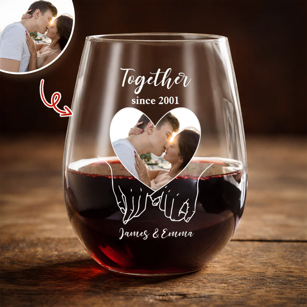 Custom Photo Forever And Always - Couple Personalized Wine Glass HA75 920038 - Image 4