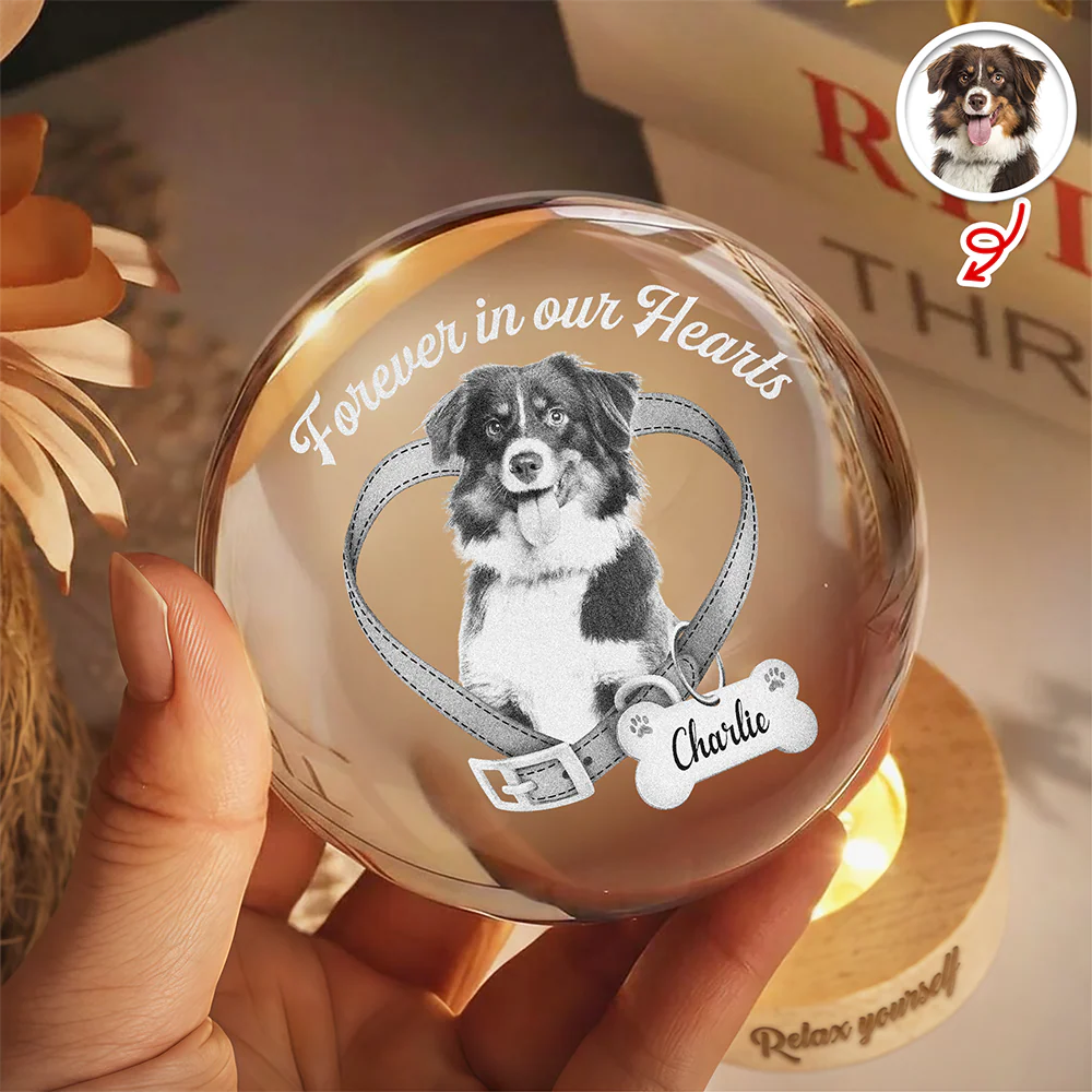 Custom Photo Forever In My Heart Memorial Engraved Crystal Ball LED Night Light CH07 911258 - Image 4