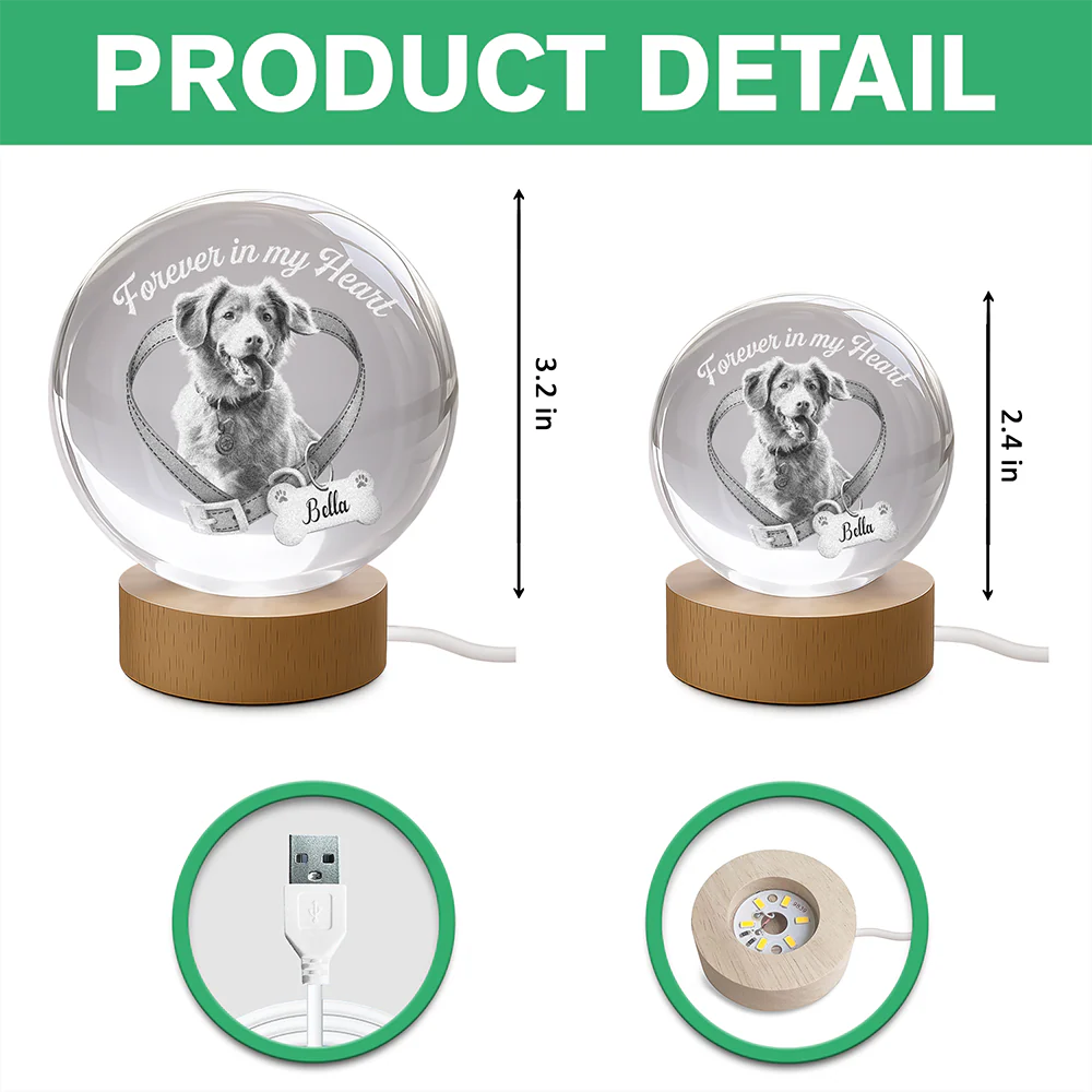 Custom Photo Forever In My Heart Memorial Engraved Crystal Ball LED Night Light CH07 911258 - Image 6
