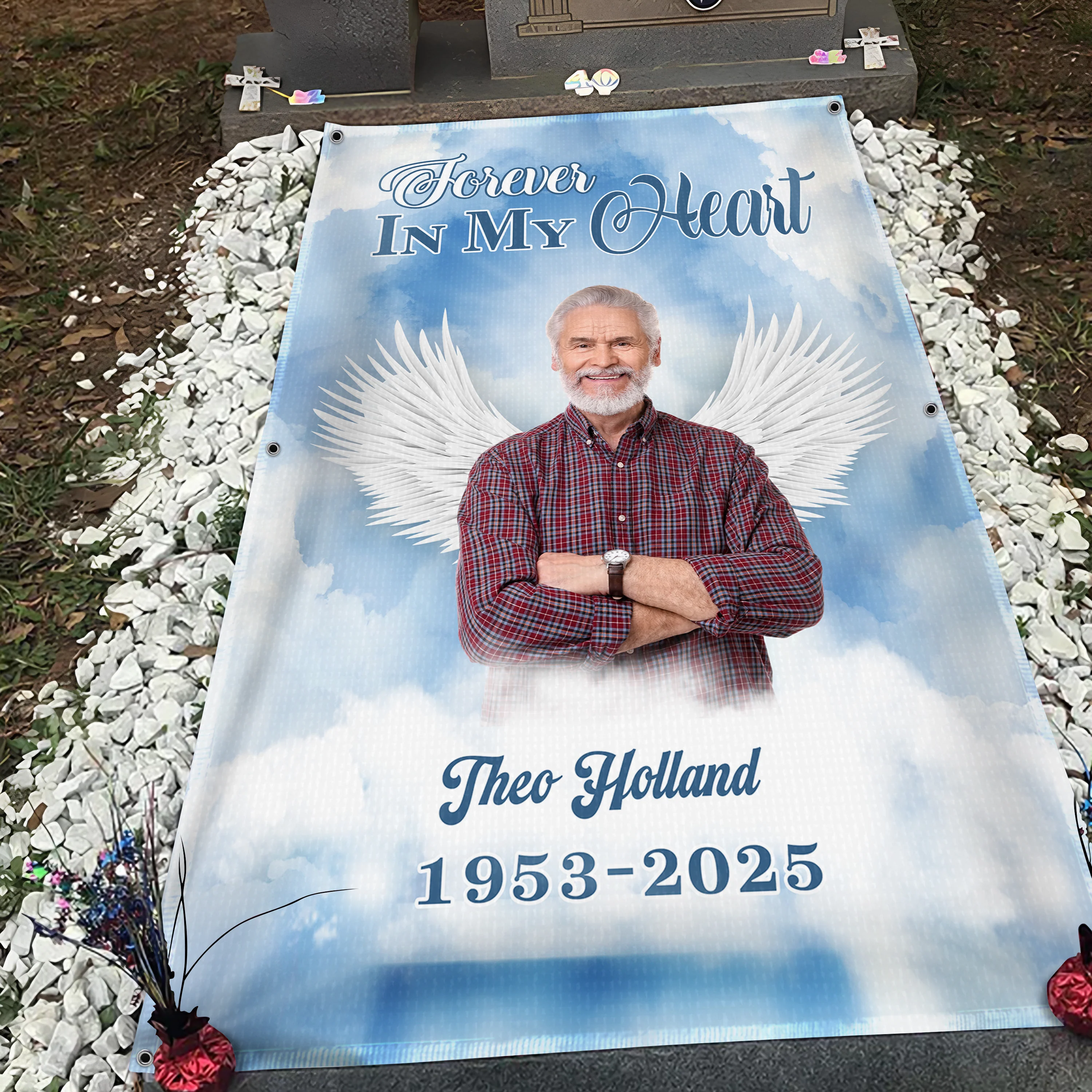 Custom Photo Forever In My Heart Memorial Heaven Grave Blanket TH10 892543 - Image 2