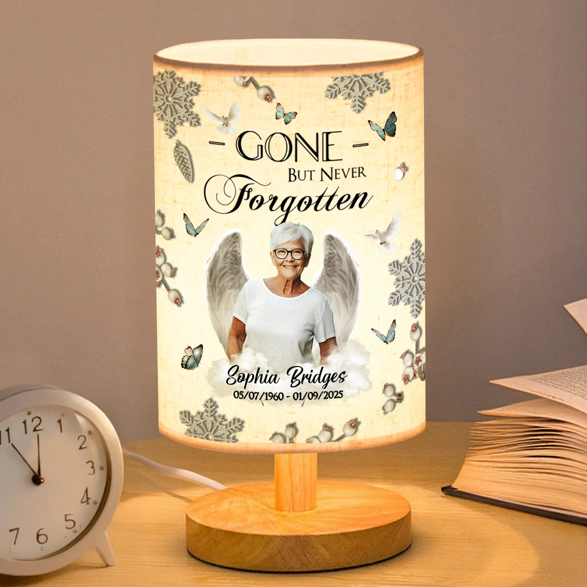 Custom Photo Forever In Our Hearts Memorial Fabric Lamp TH10 892855 - Image 3