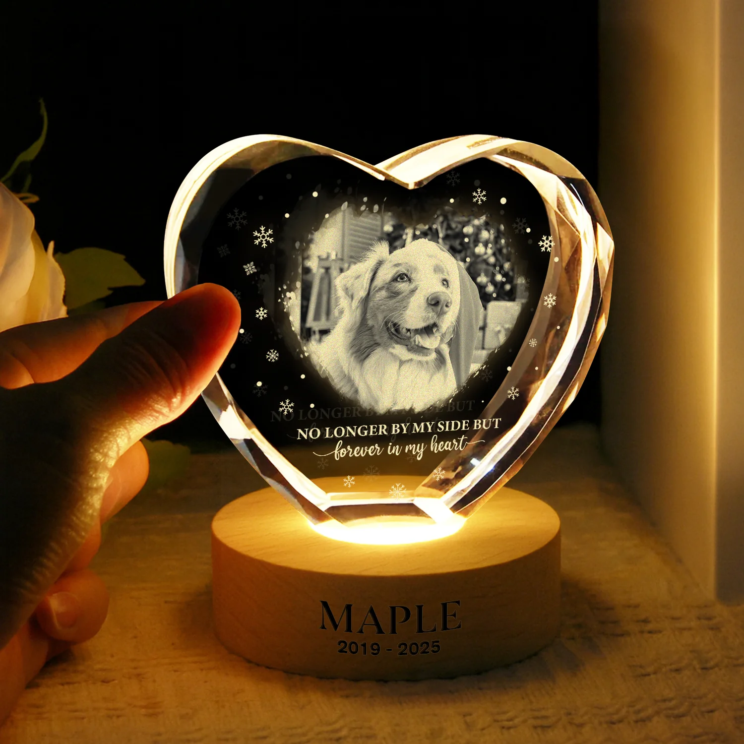 Custom Photo Forever Loved Memorial Dog Cat Engraved Crystal Photo With Light HA75 898214 - Image 4