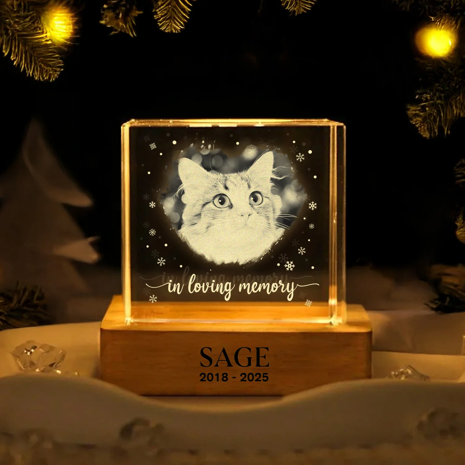 Custom Photo Forever Loved Memorial Dog Cat Engraved Crystal Photo With Light HA75 898214 - Image 8