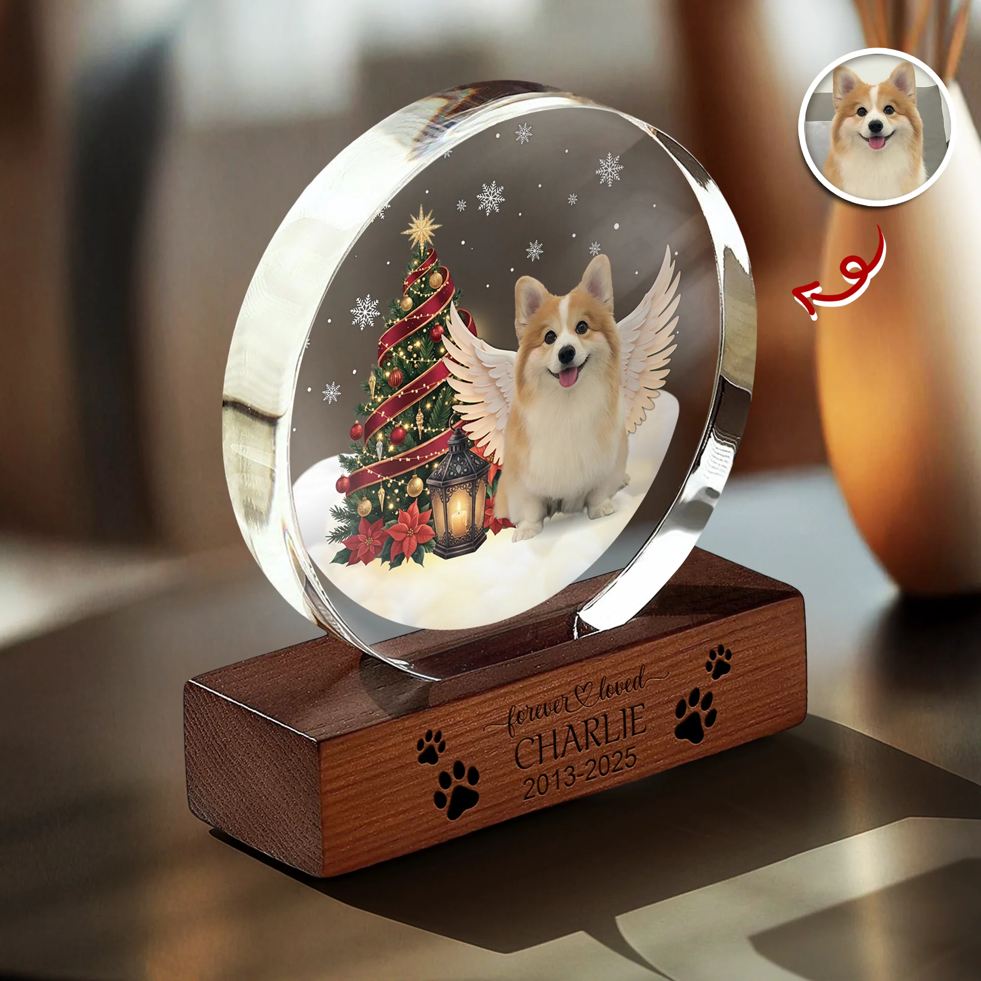 Custom Photo Forever Loved Memorial Dog Cat Round Acrylic Frame Block HA75 898008 - Image 3