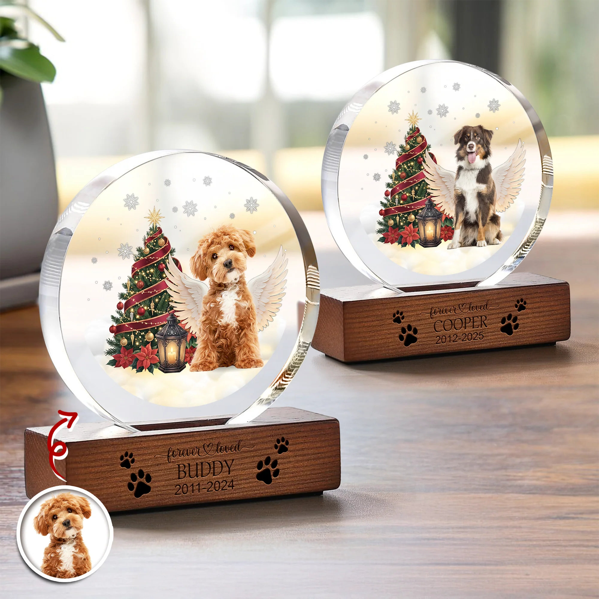 Custom Photo Forever Loved Memorial Dog Cat Round Acrylic Frame Block HA75 898008 - Image 4