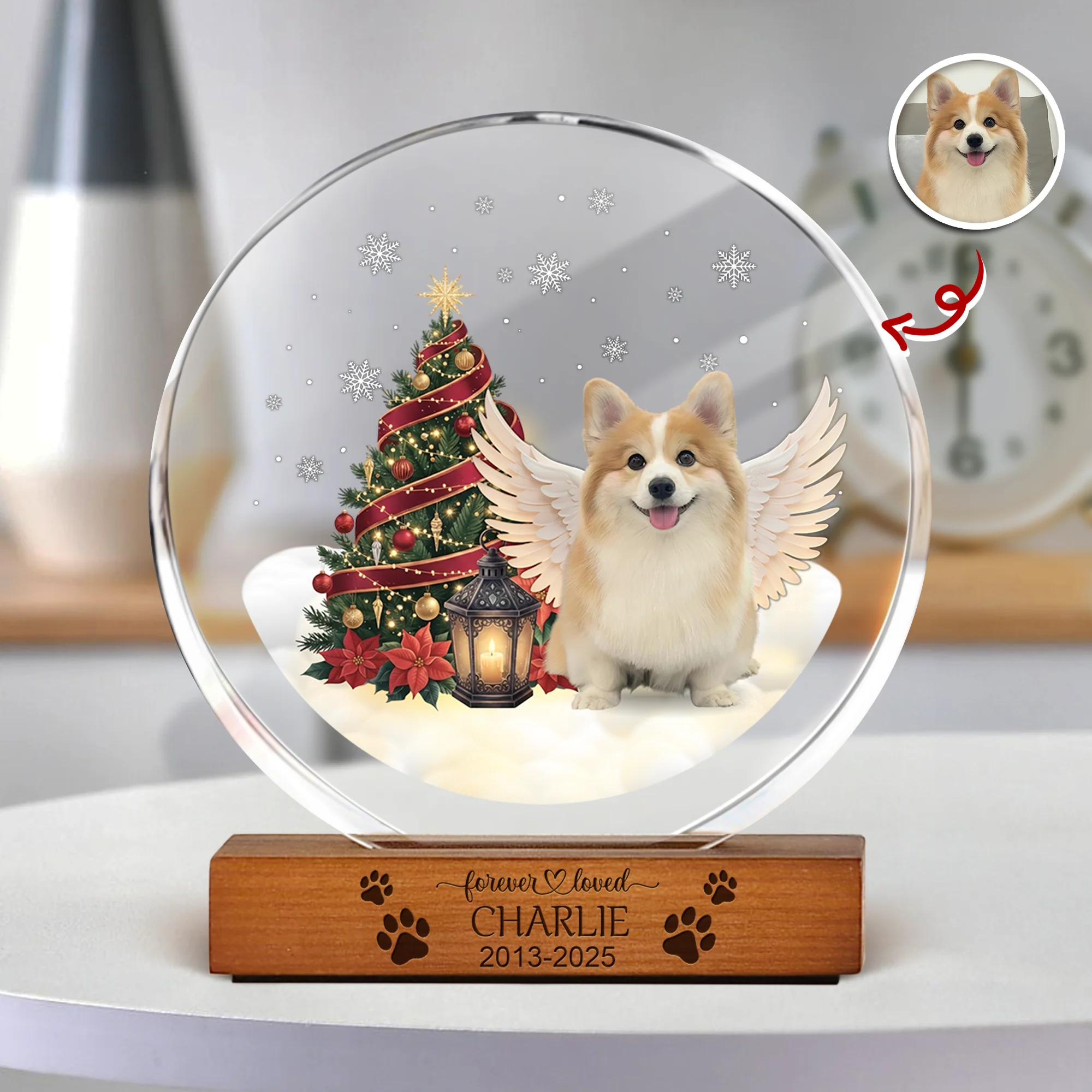 Custom Photo Forever Loved Memorial Dog Cat Round Acrylic Frame Block HA75 898008 - Image 8