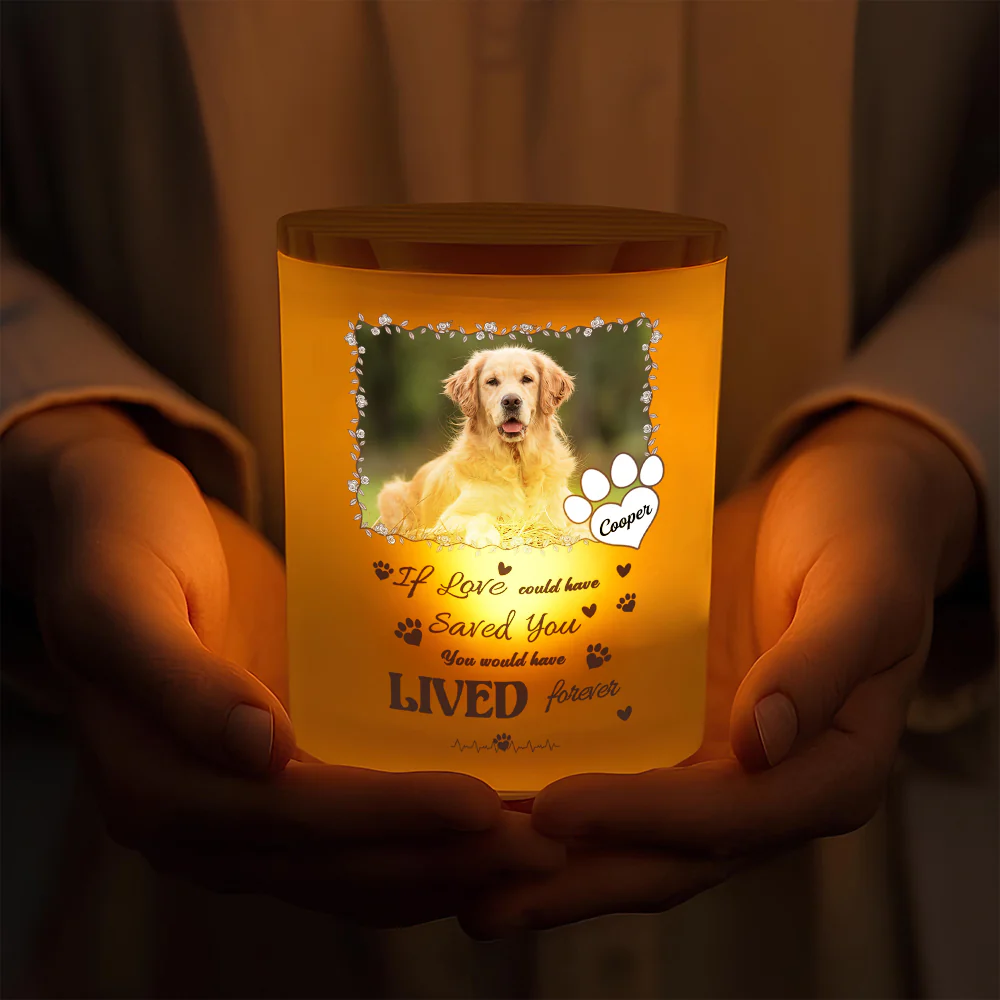 Custom Photo Forever Loved Pet Paw Print Glass Jar With LED Candle LM32 897509 - Image 4