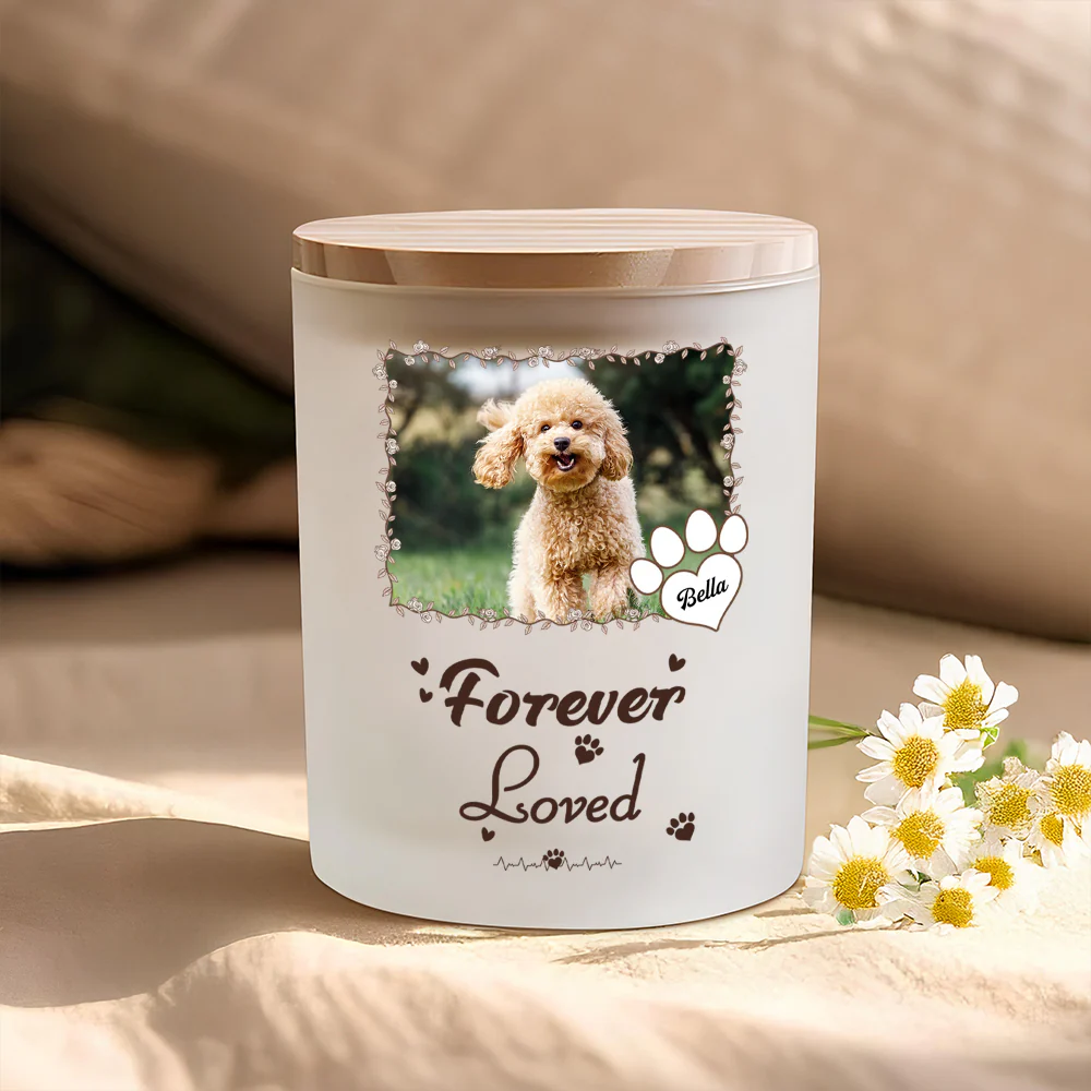 Custom Photo Forever Loved Pet Paw Print Glass Jar With LED Candle LM32 897509 - Image 5