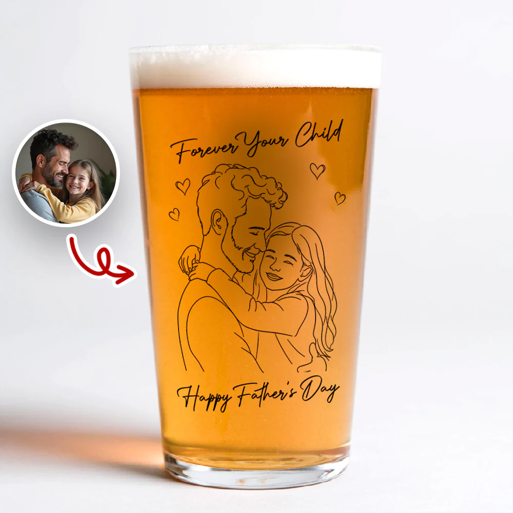 Custom Photo Forever Your Child Beer Glass Father's Day Gifts CH07 911442 - Image 4