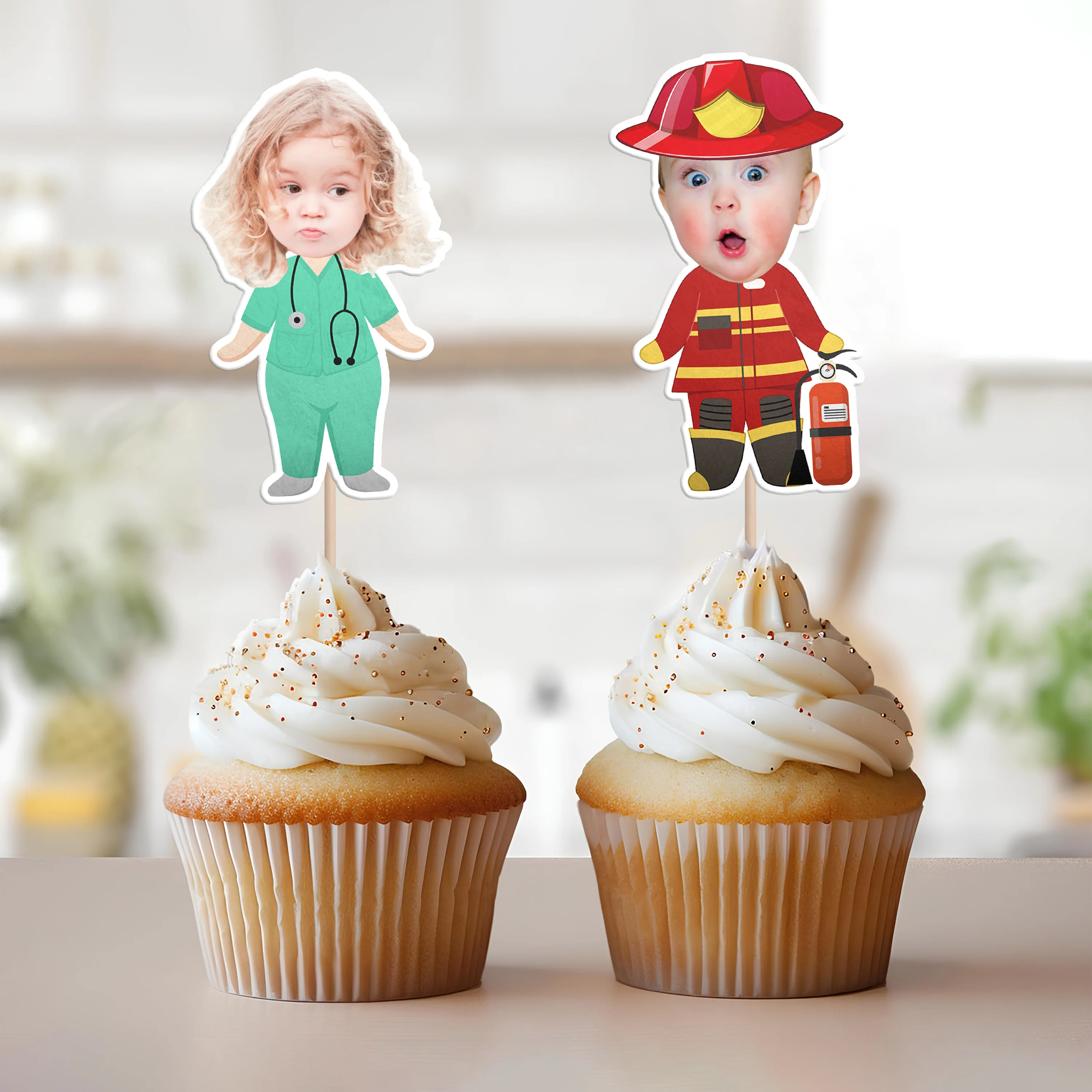 Custom Photo Funny Kid Dream Jobs Decoration Cupcake Toppers HA75 892350 - Image 2