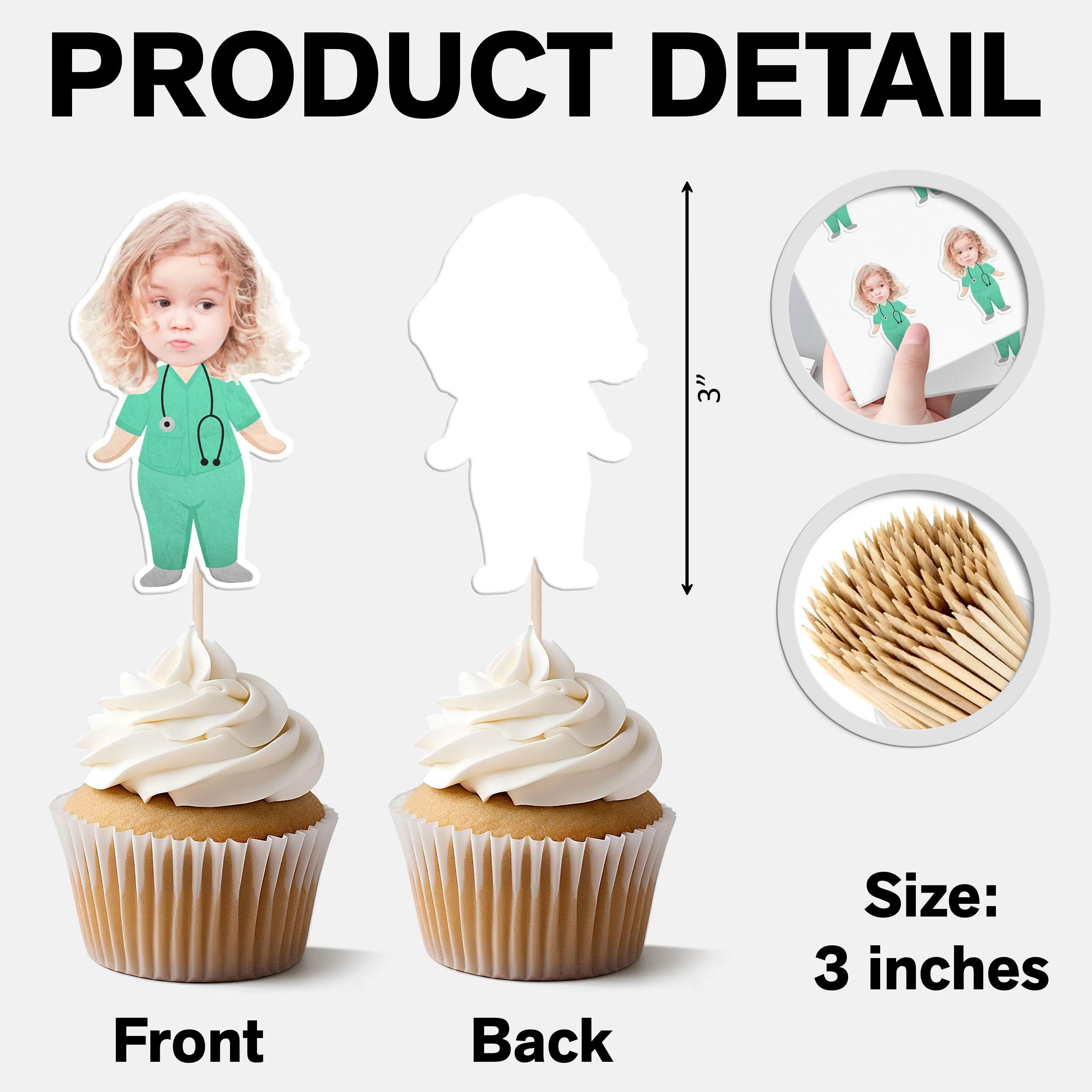 Custom Photo Funny Kid Dream Jobs Decoration Cupcake Toppers HA75 892350 - Image 8