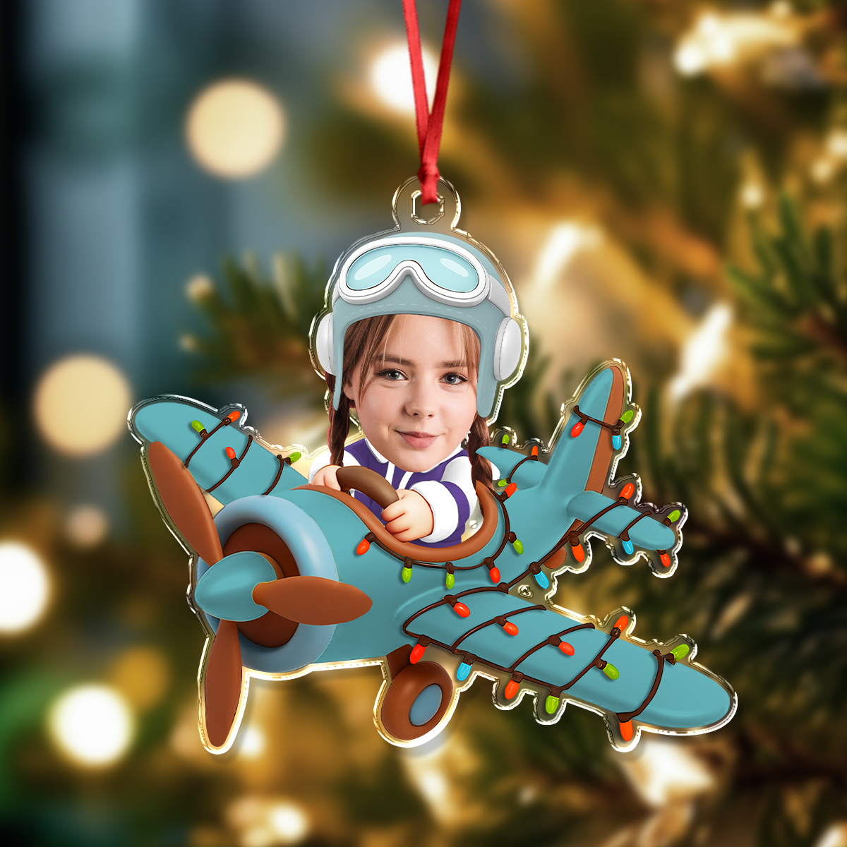 Custom Photo Funny Kid Face Airplane Acrylic Ornament LM32 895591 - Image 4