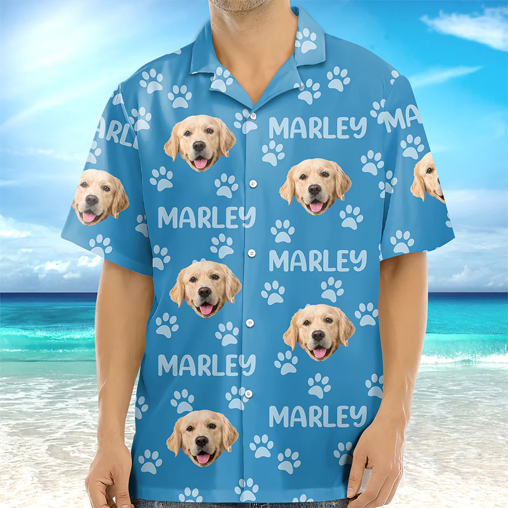Custom Photo Funny Pet Face Pattern Dog Cat Family Hawaii Shirt HA75 892312 - Image 2