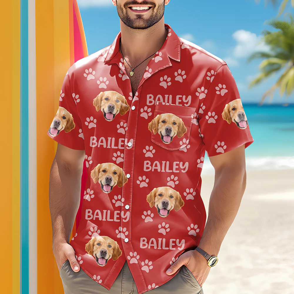 Custom Photo Funny Pet Face Pattern Dog Cat Family Hawaii Shirt HA75 892312 - Image 3
