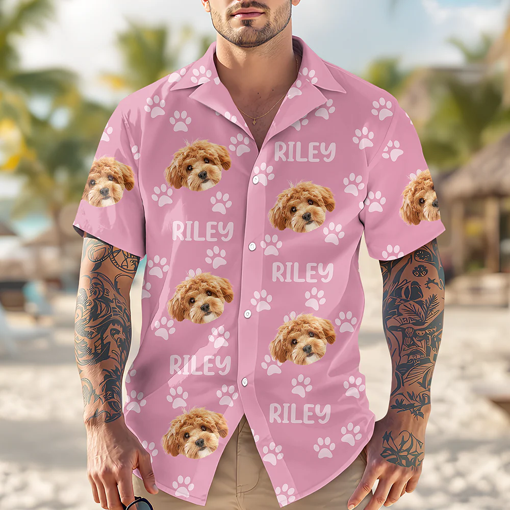 Custom Photo Funny Pet Face Pattern Dog Cat Family Hawaii Shirt HA75 892312 - Image 4
