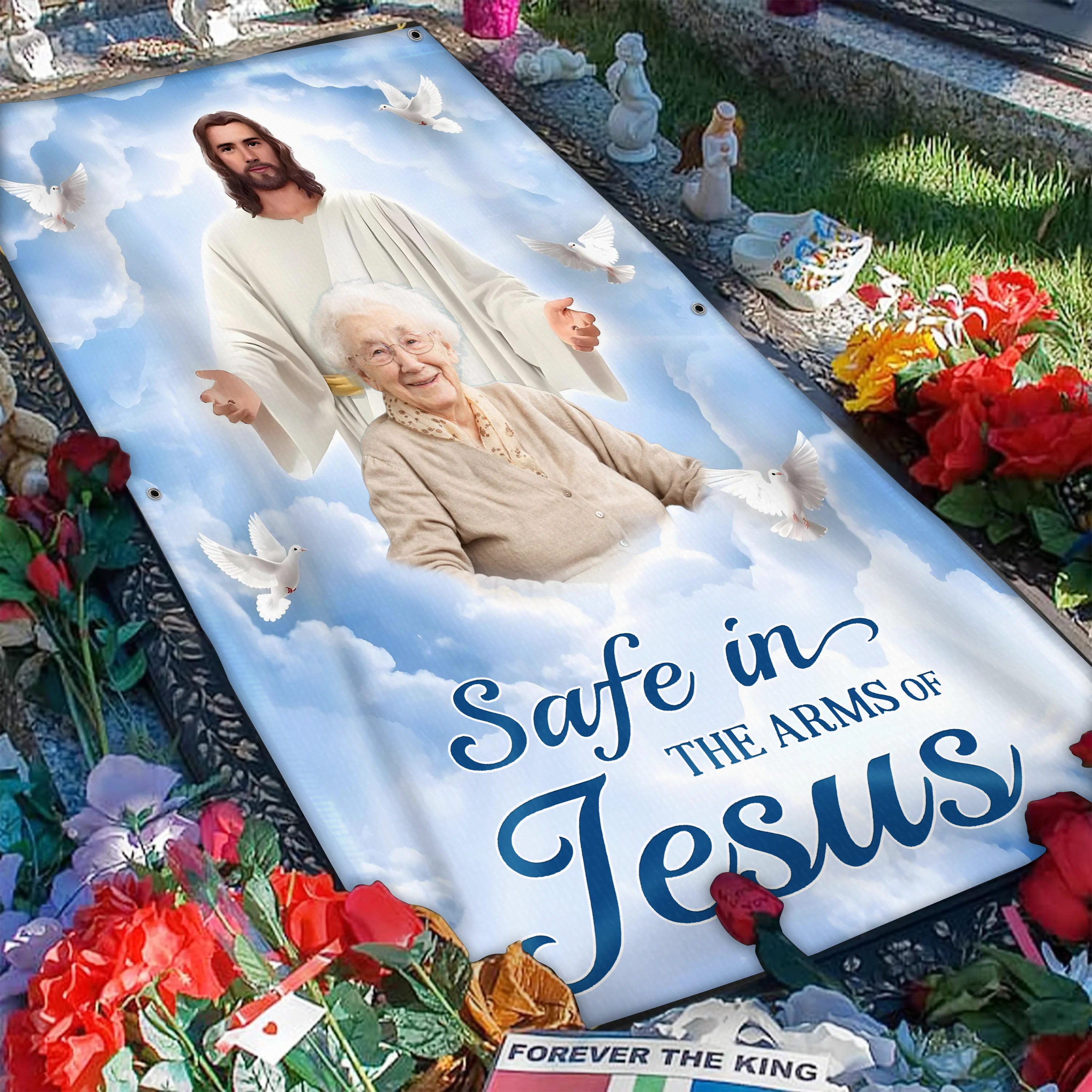 Custom Photo God Has You in His Arms Memorial Grave Blanket HA75 892788 - Image 12
