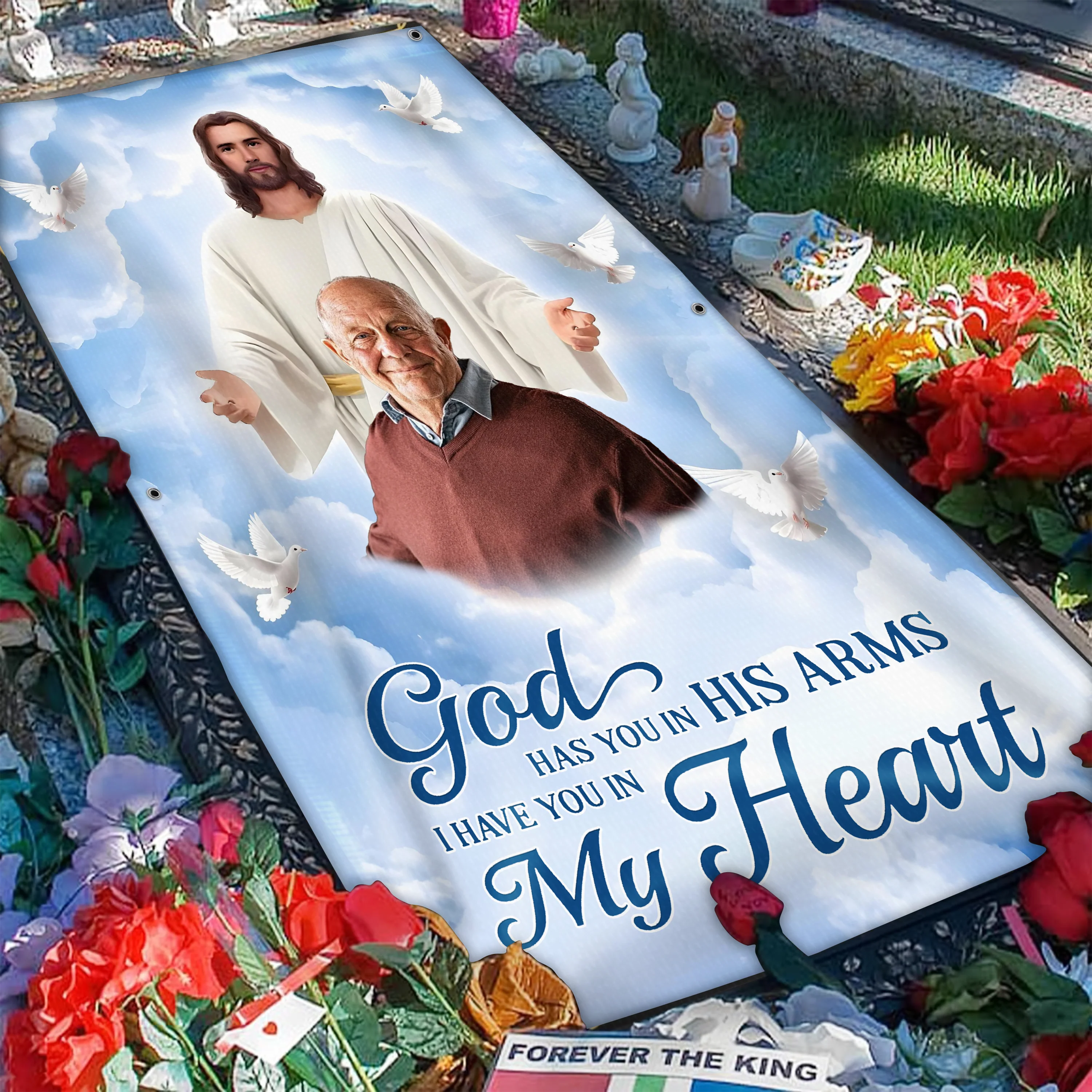 Custom Photo God Has You in His Arms Memorial Grave Blanket HA75 892788 - Image 14