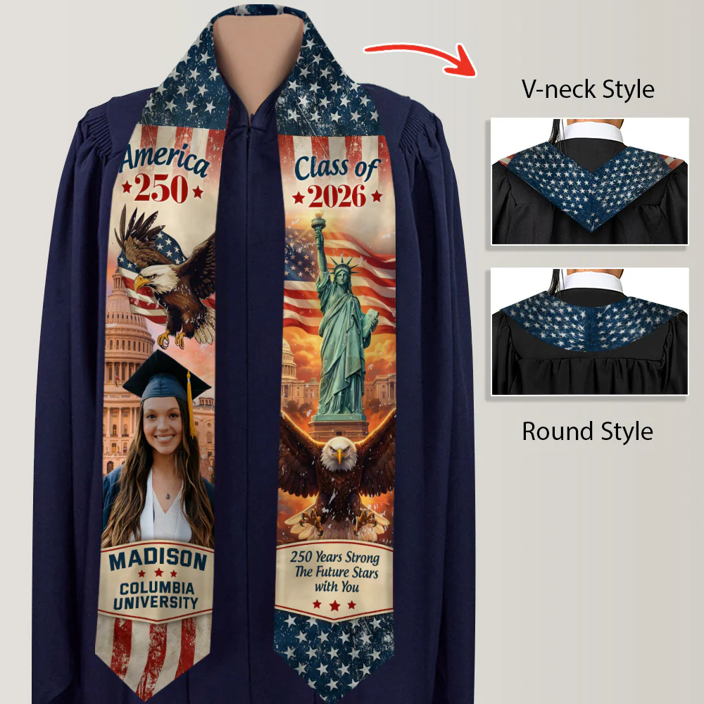 Custom Photo Graduating in America's 250th Anniversary Class of 2026 Stoles CH07 910610 - Image 3