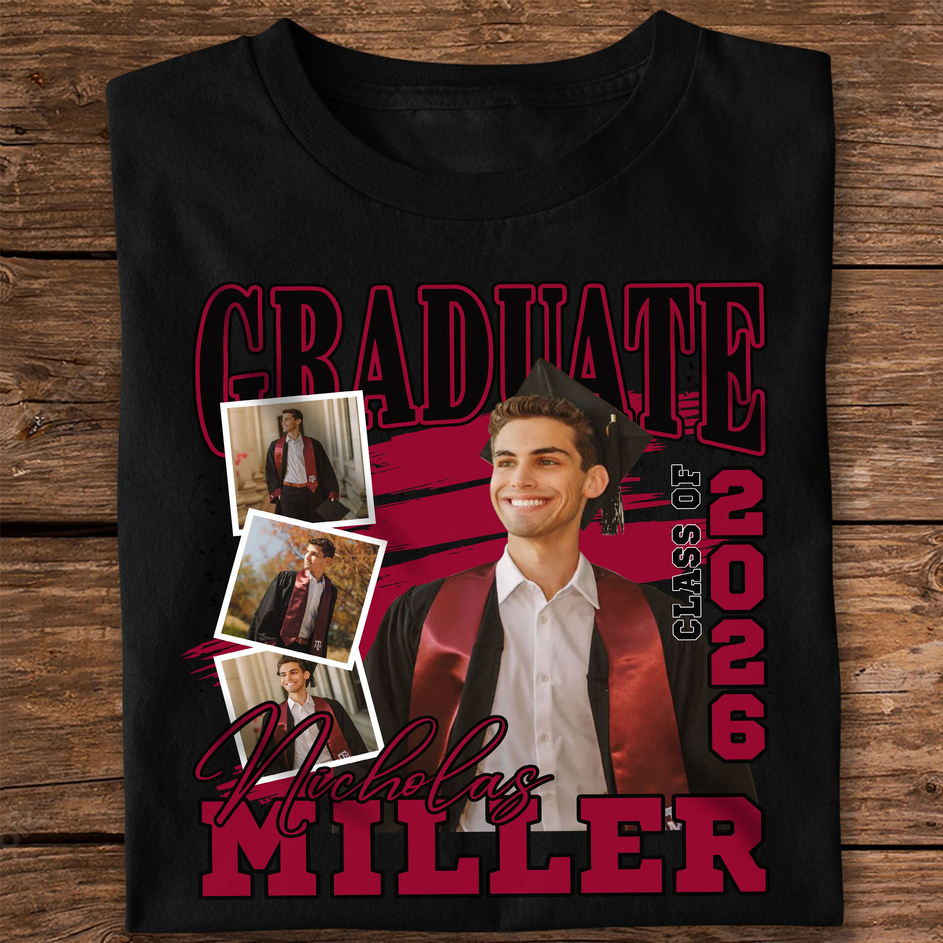 Custom Photo Graduation Class of 2026 Dark Shirt Graduate Gift HO82 901668 - Image 3