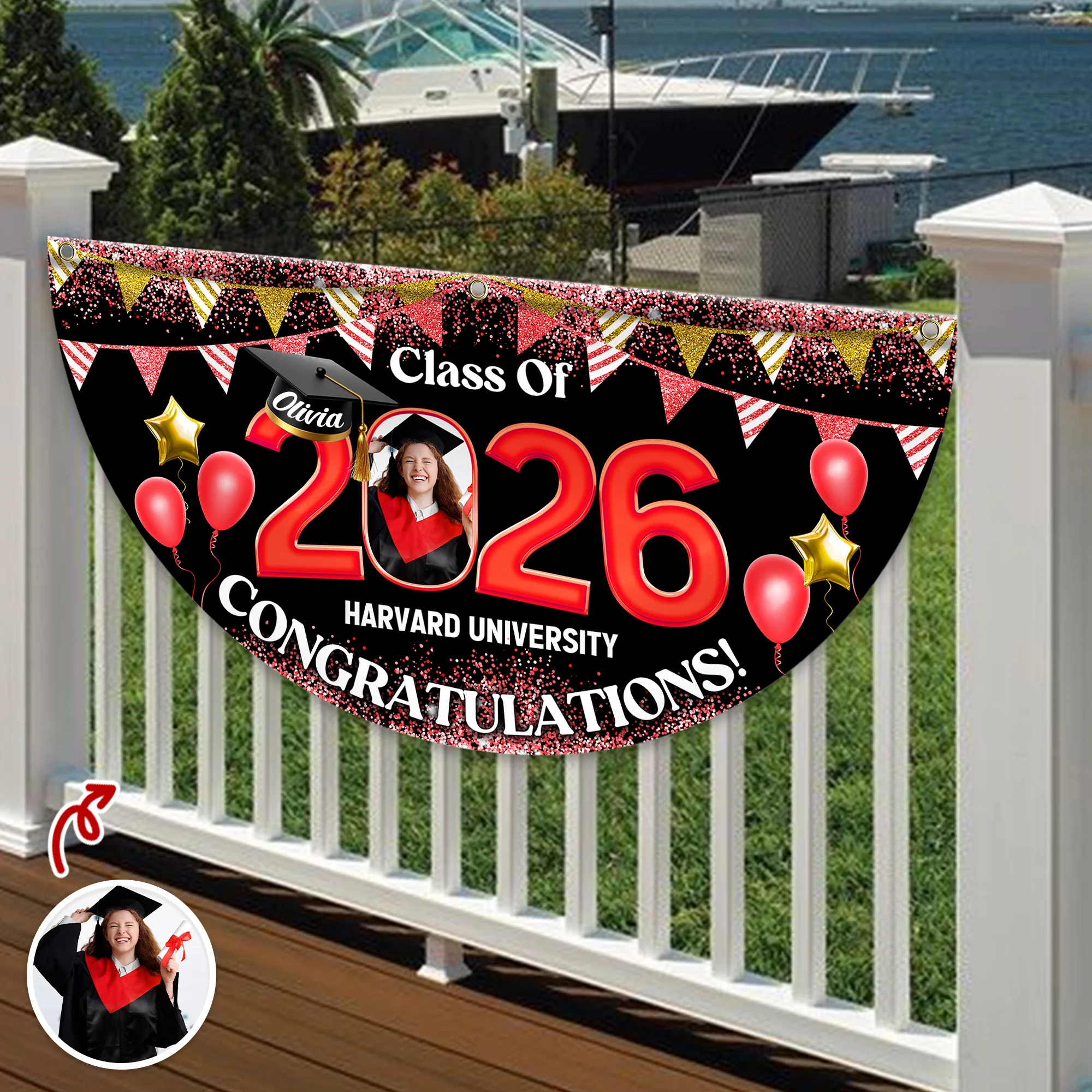 Custom Photo Graduation Senior Class Of 2026 Non-Pleated Fan Flag CH07 910634 - Image 3