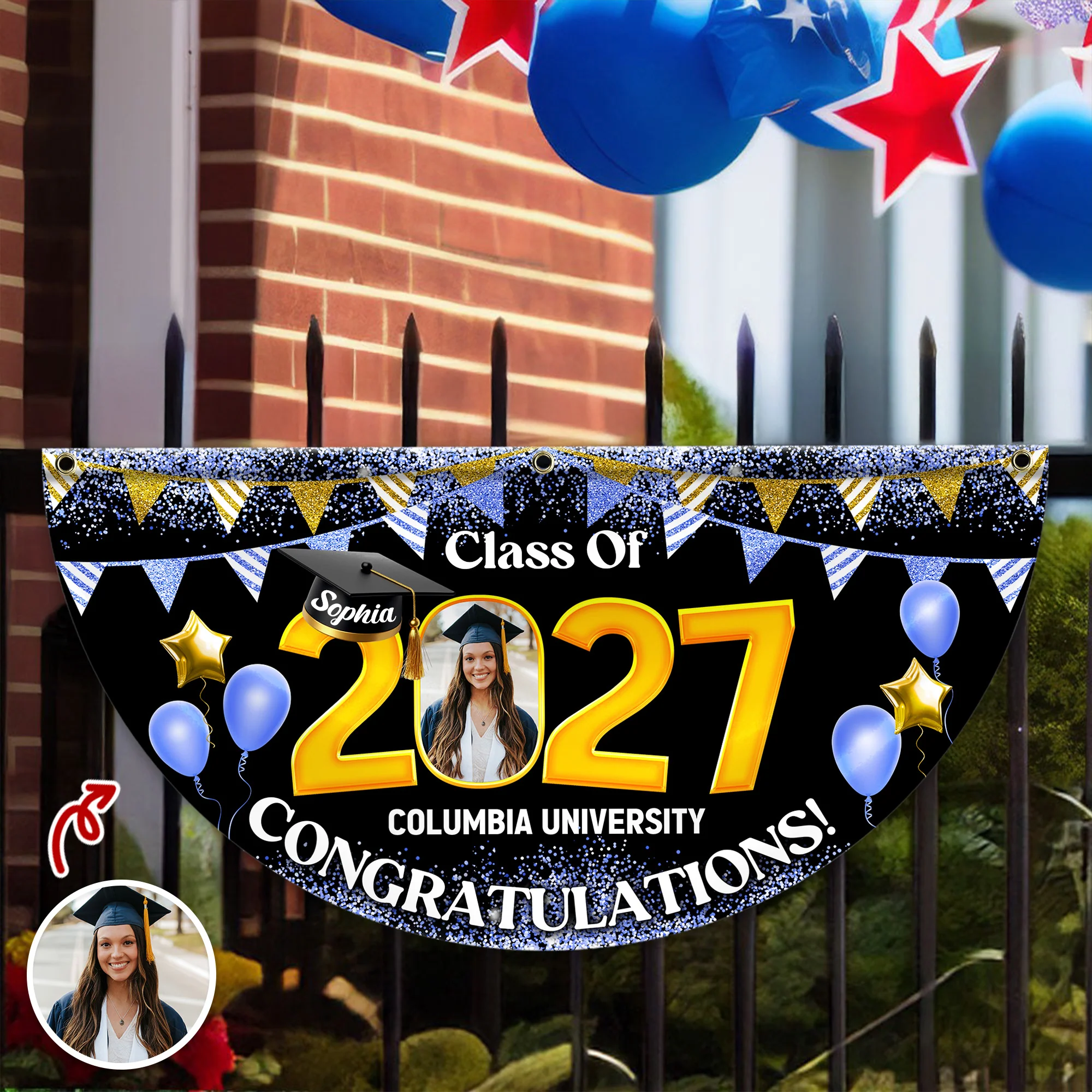 Custom Photo Graduation Senior Class Of 2026 Non-Pleated Fan Flag CH07 910634 - Image 9