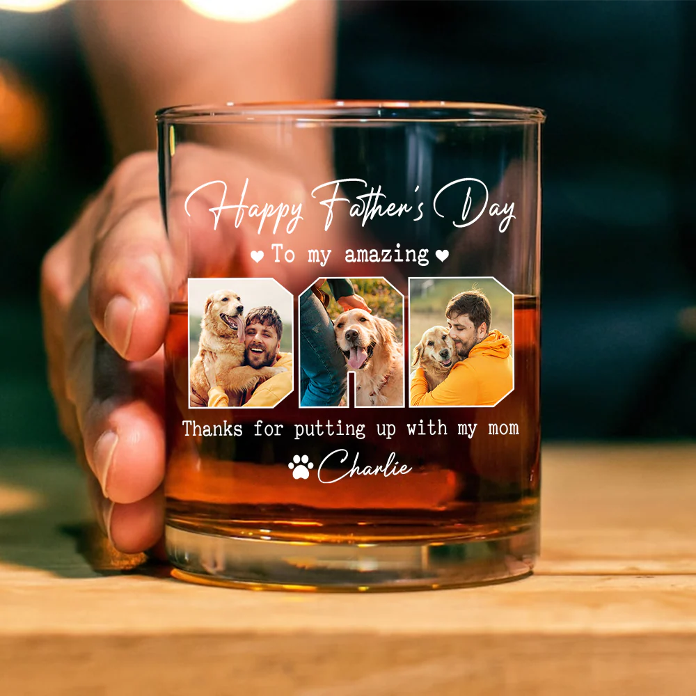 Custom Photo Happy Father's Day To My Amazing Dad Dog Rock Glass HA75 892462 - Image 3