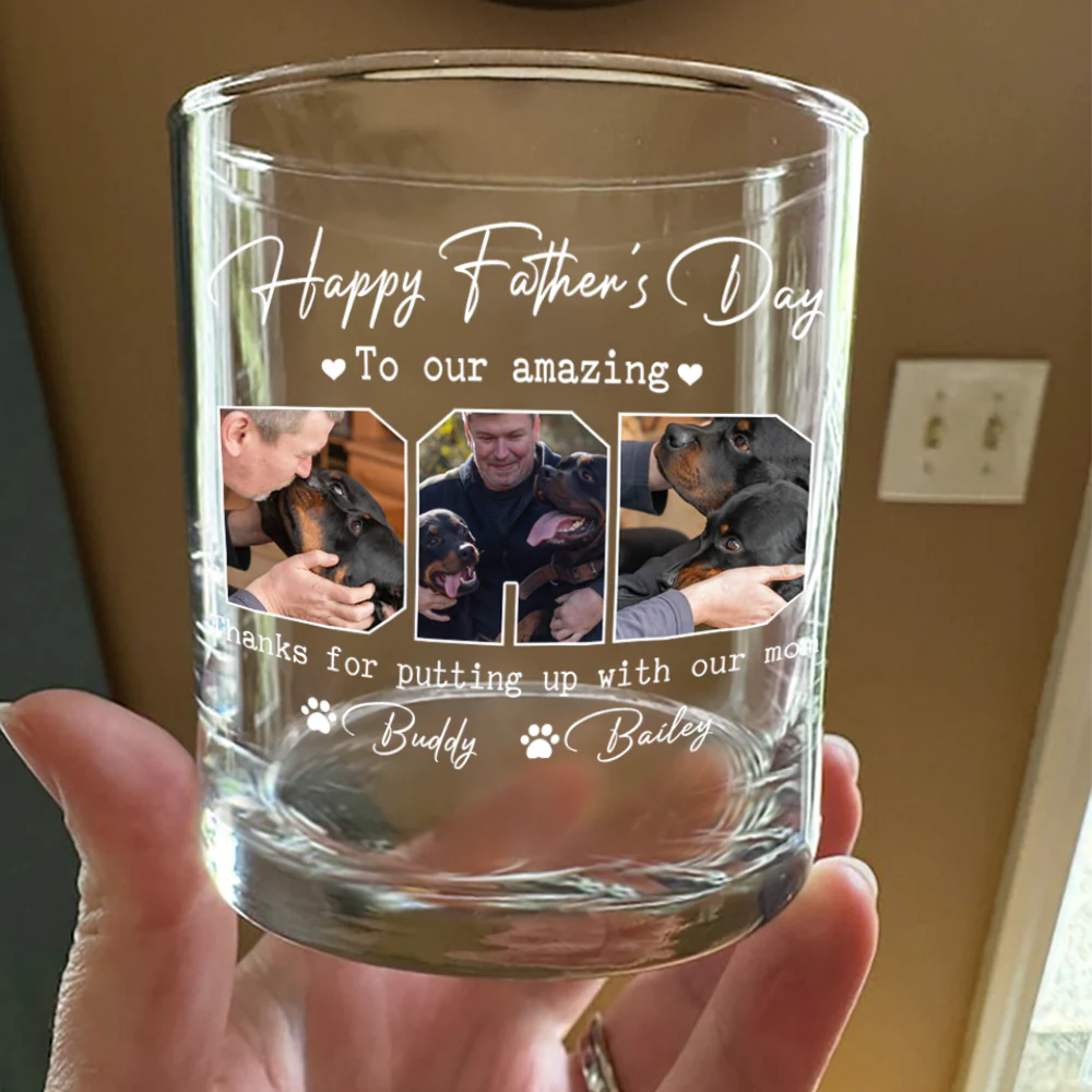 Custom Photo Happy Father's Day To My Amazing Dad Dog Rock Glass HA75 892462 - Image 4