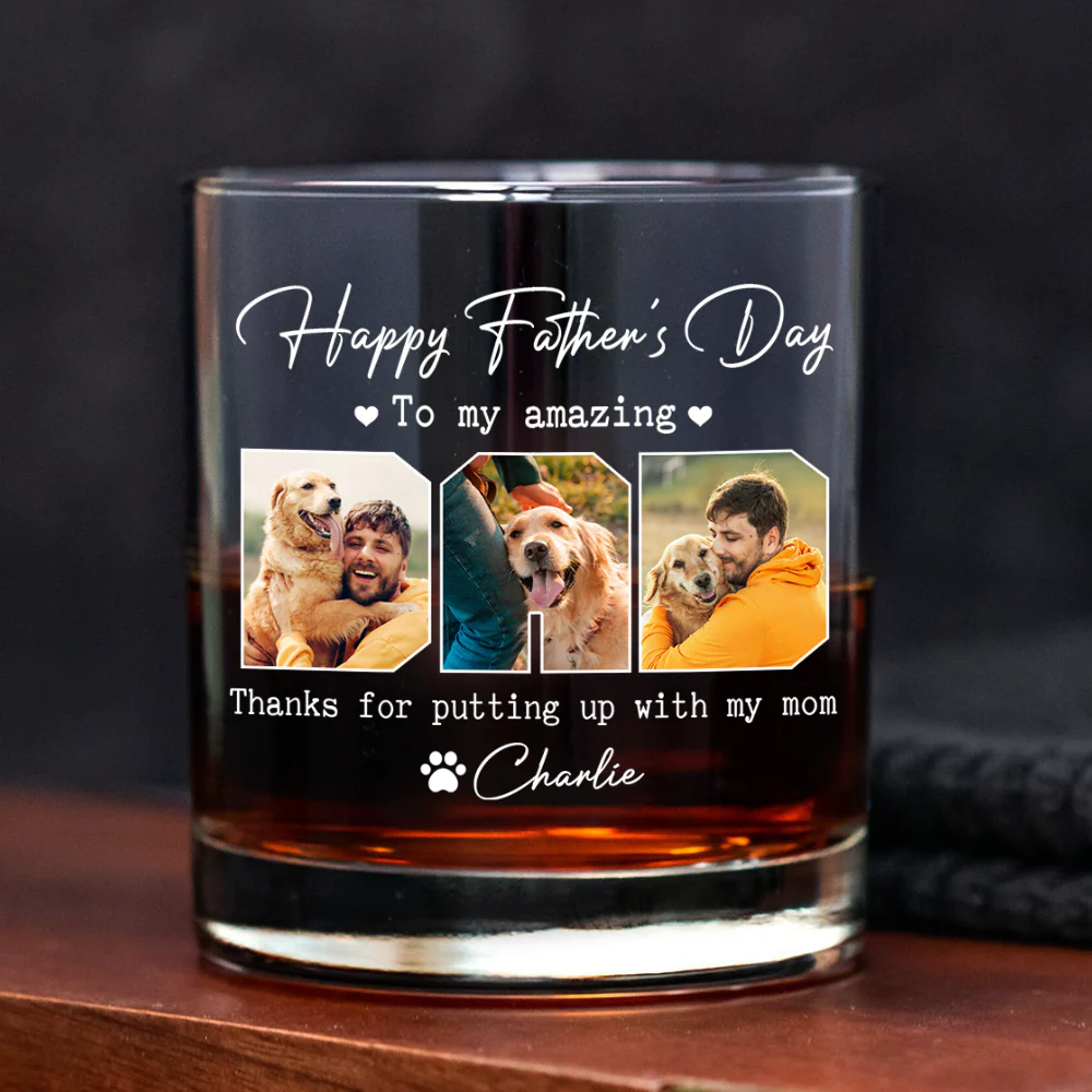 Custom Photo Happy Father's Day To My Amazing Dad Dog Rock Glass HA75 892462 - Image 5