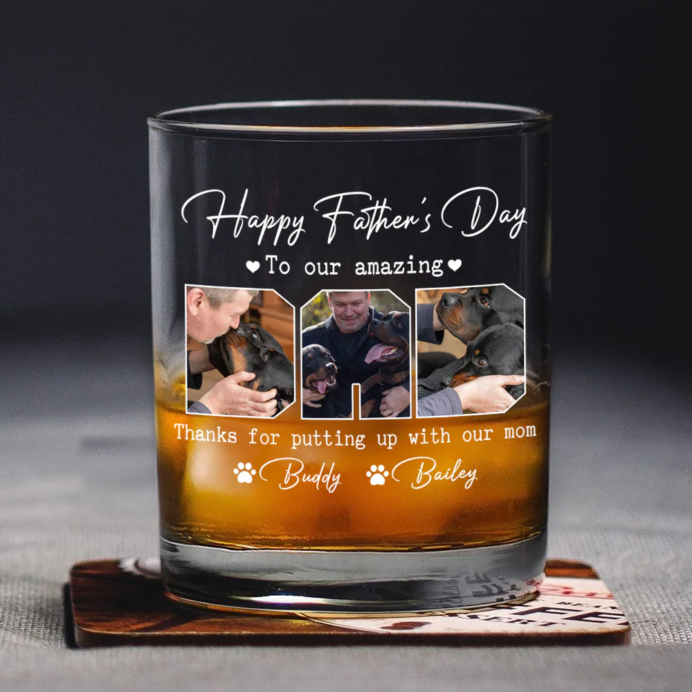 Custom Photo Happy Father's Day To My Amazing Dad Dog Rock Glass HA75 892462 - Image 6