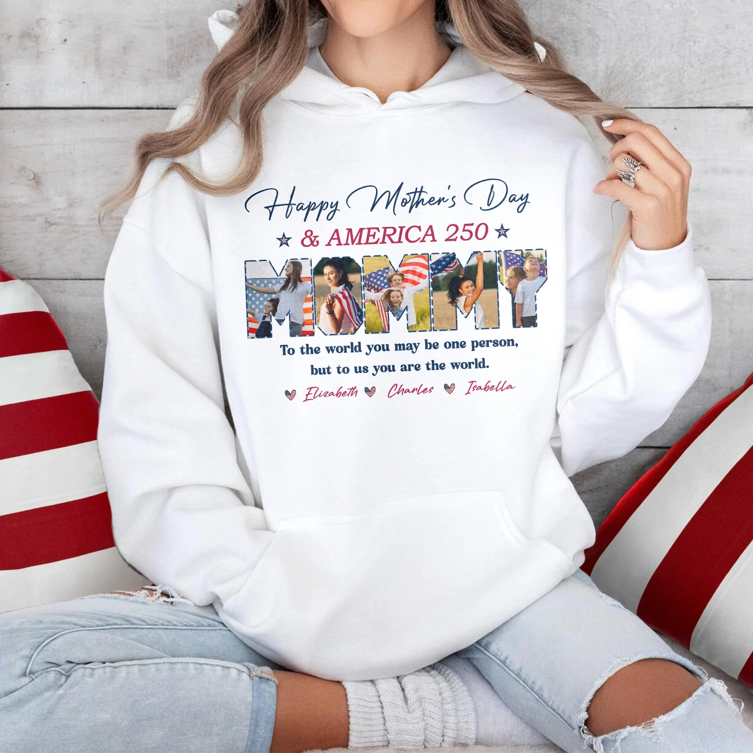 Custom Photo Happy Mother's Day & 250 Years Of America To My World Bright Shirt HO82 902132 - Image 2