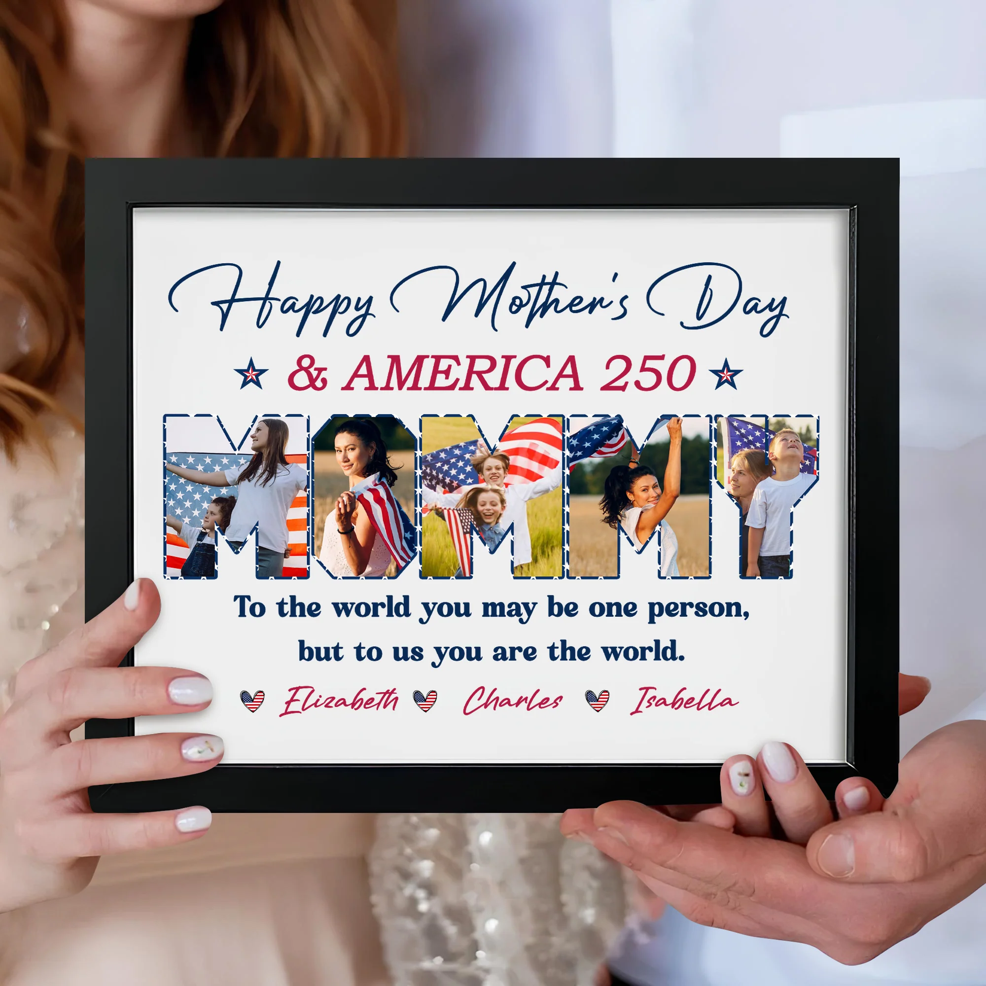 Custom Photo Happy Mother's Day & 250 Years Of America To My World Picture Frame HO82 902136 - Image 4