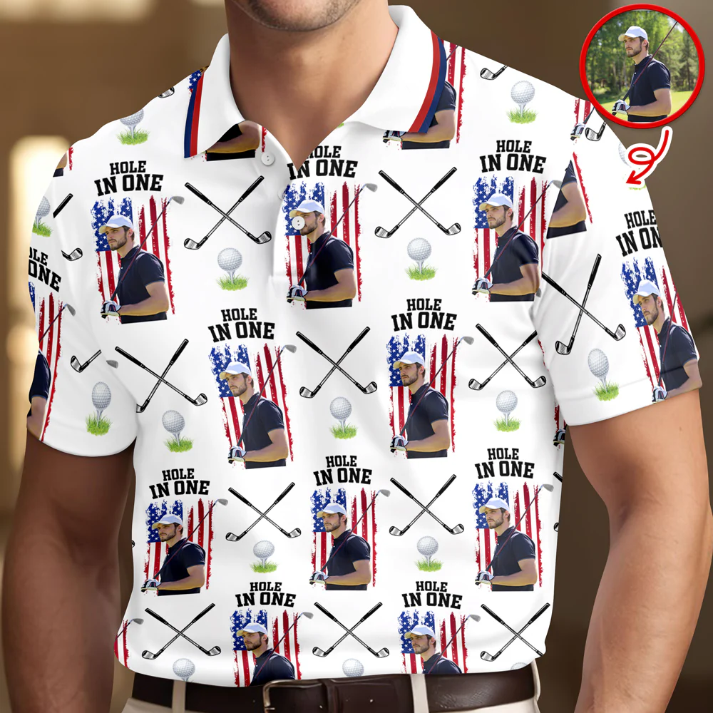 Custom Photo Hole In One With American Flag Gift For Golfer CH07 899922 - Image 2