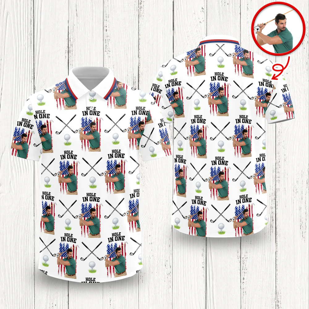 Custom Photo Hole In One With American Flag Gift For Golfer CH07 899922 - Image 3