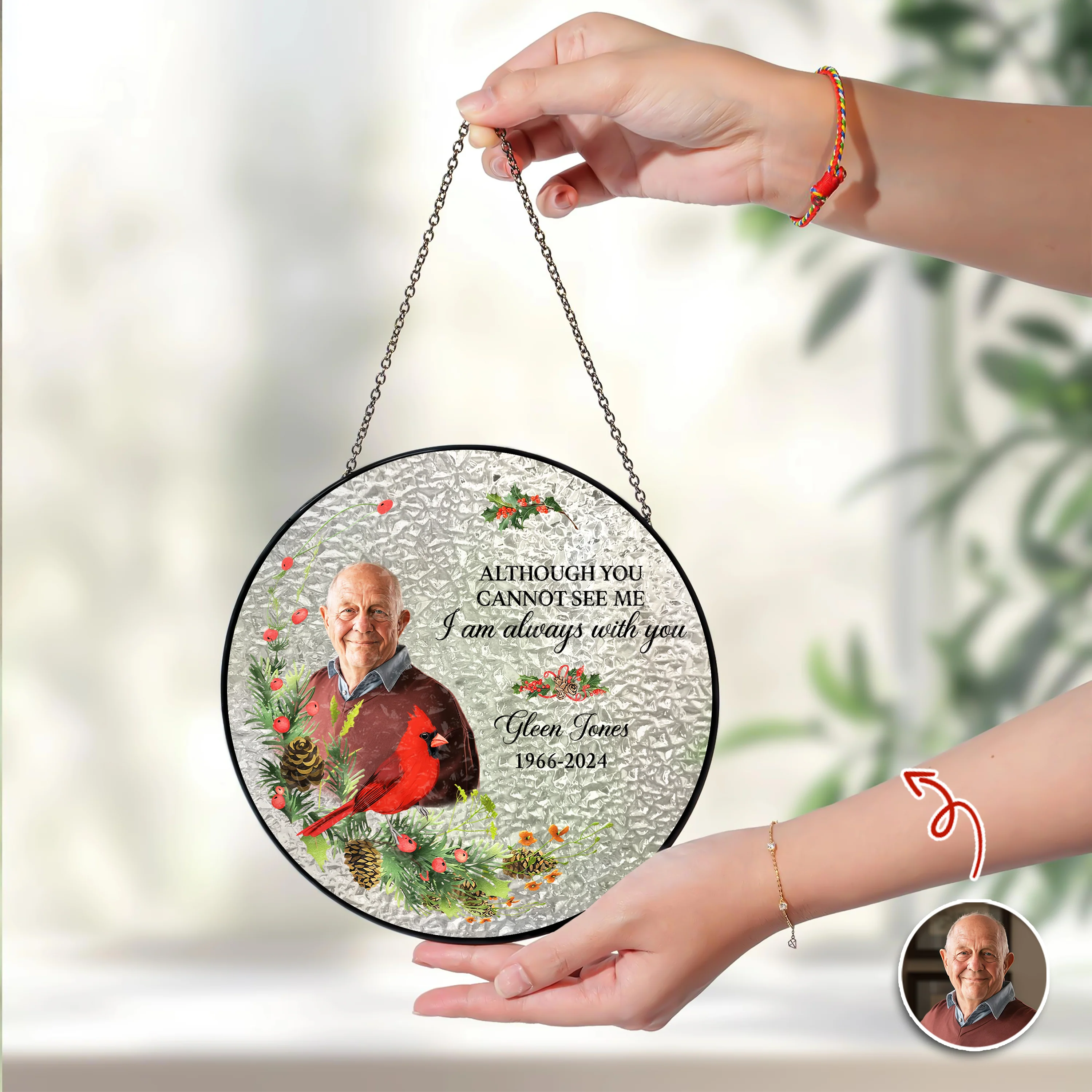 Custom Photo I Am Always With You Stained Glass Suncatcher LM32 897501 - Image 2