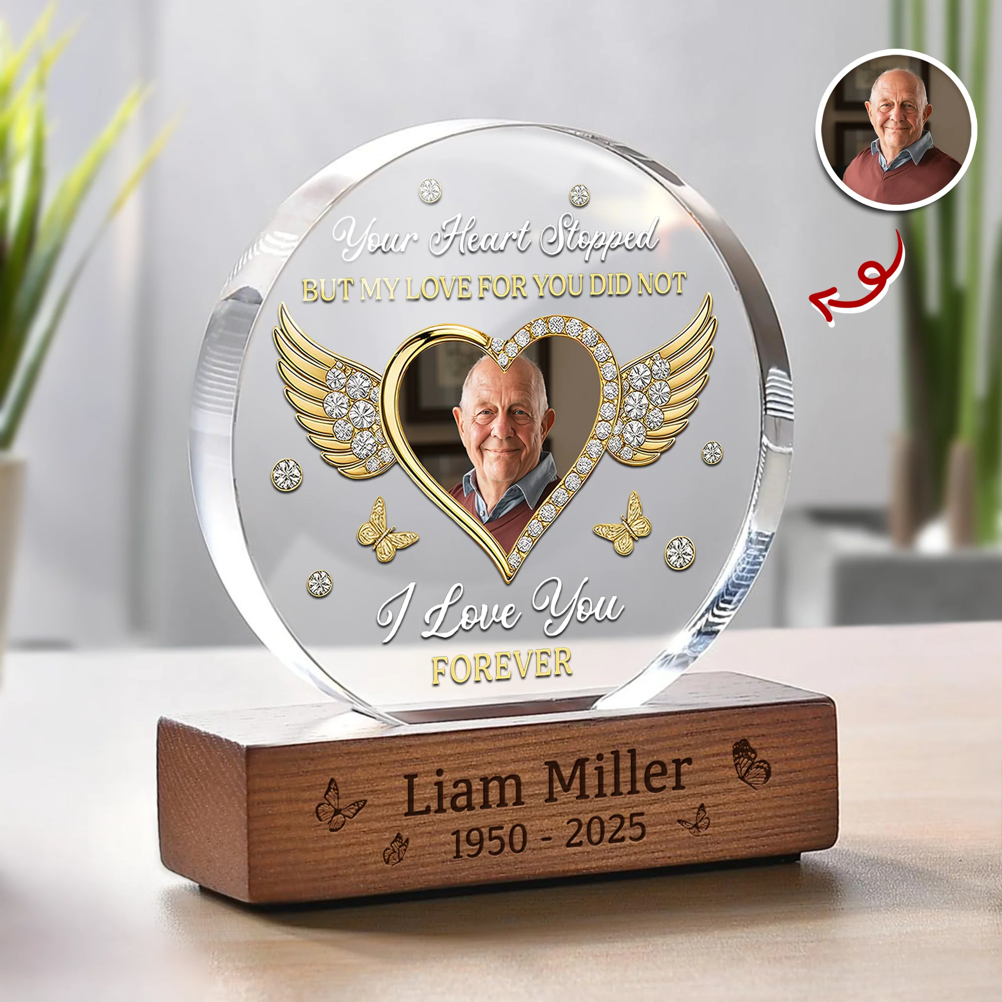 Custom Photo I Love You Forever Memorial Round Acrylic Frame Block HA75 898014 - Image 3