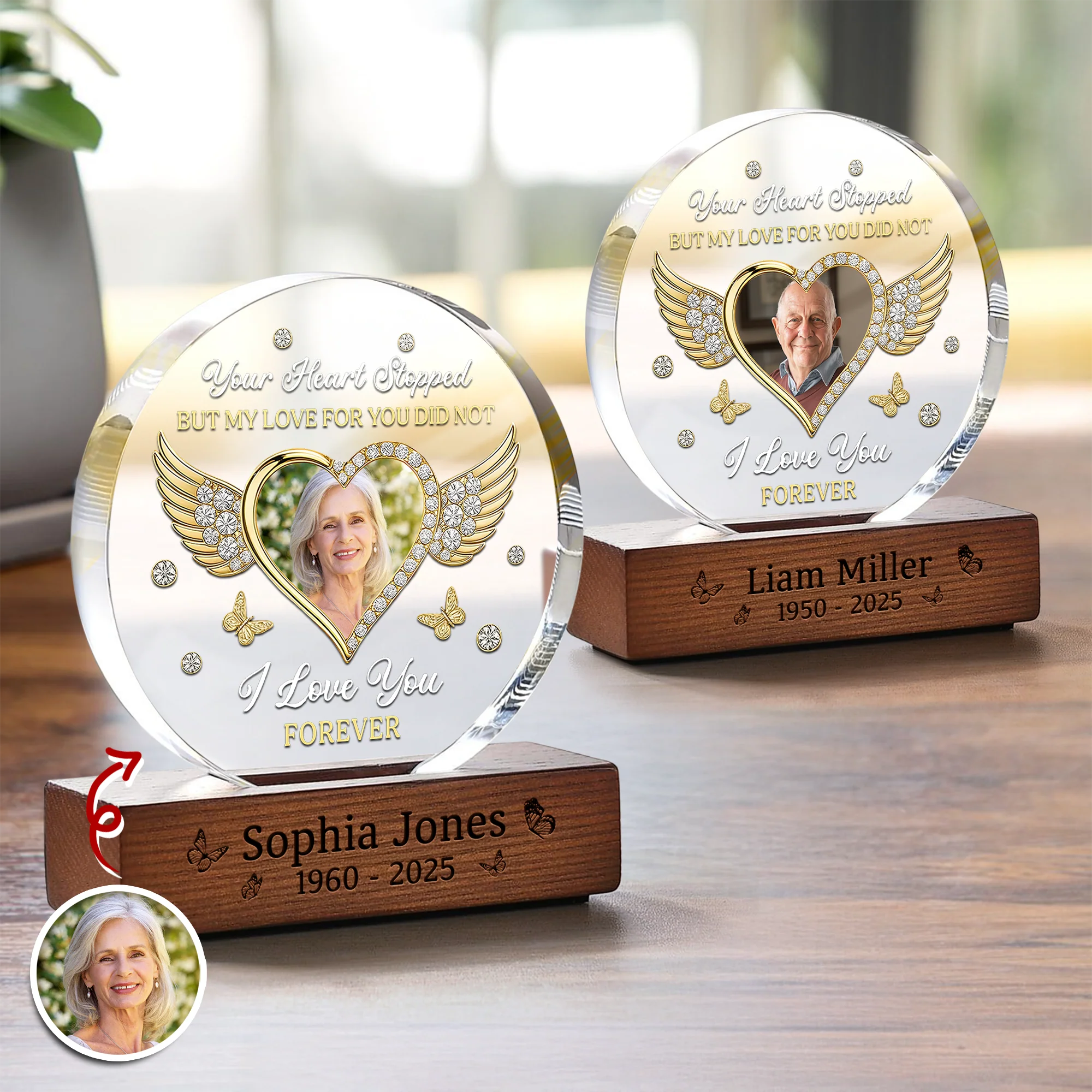Custom Photo I Love You Forever Memorial Round Acrylic Frame Block HA75 898014 - Image 4