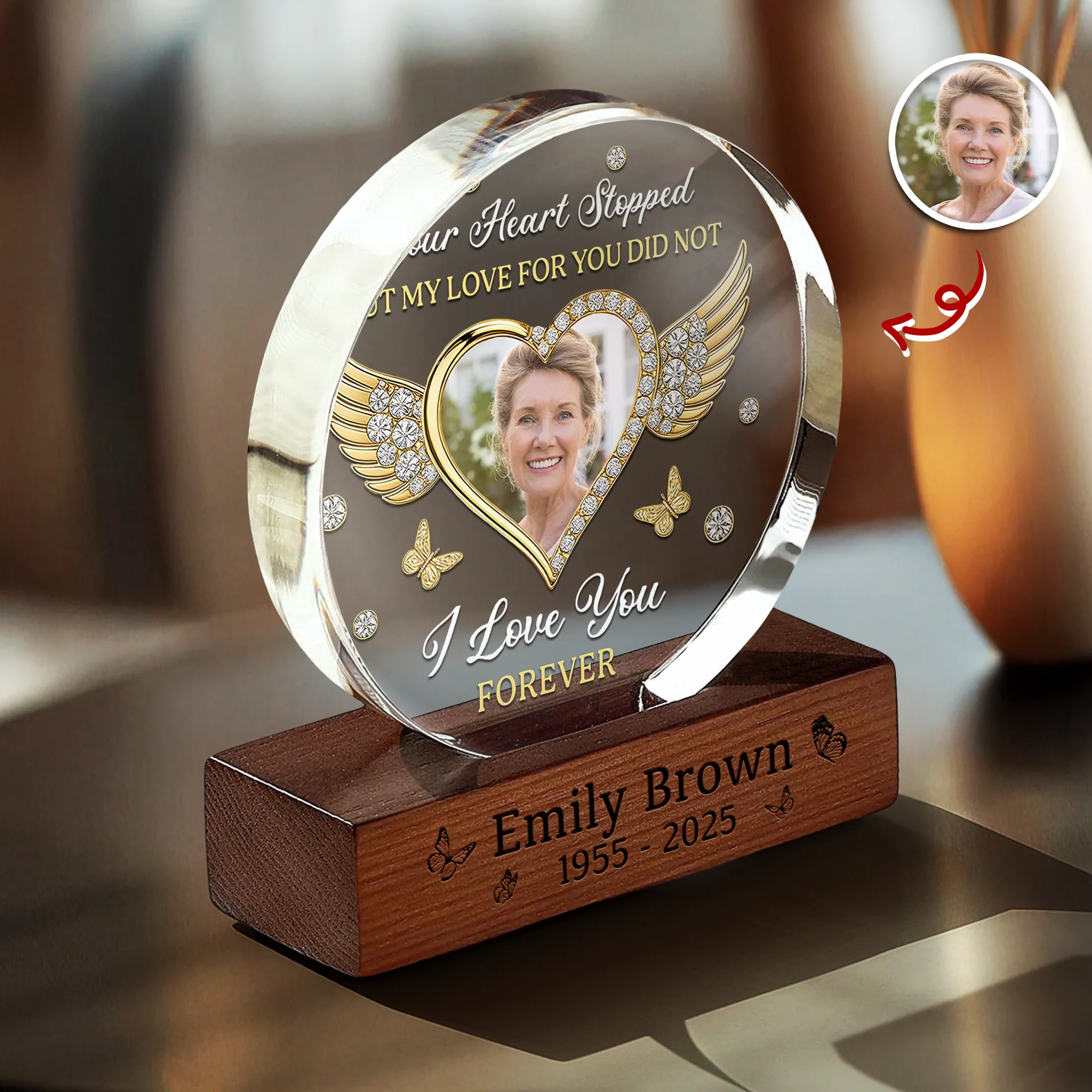 Custom Photo I Love You Forever Memorial Round Acrylic Frame Block HA75 898014 - Image 8