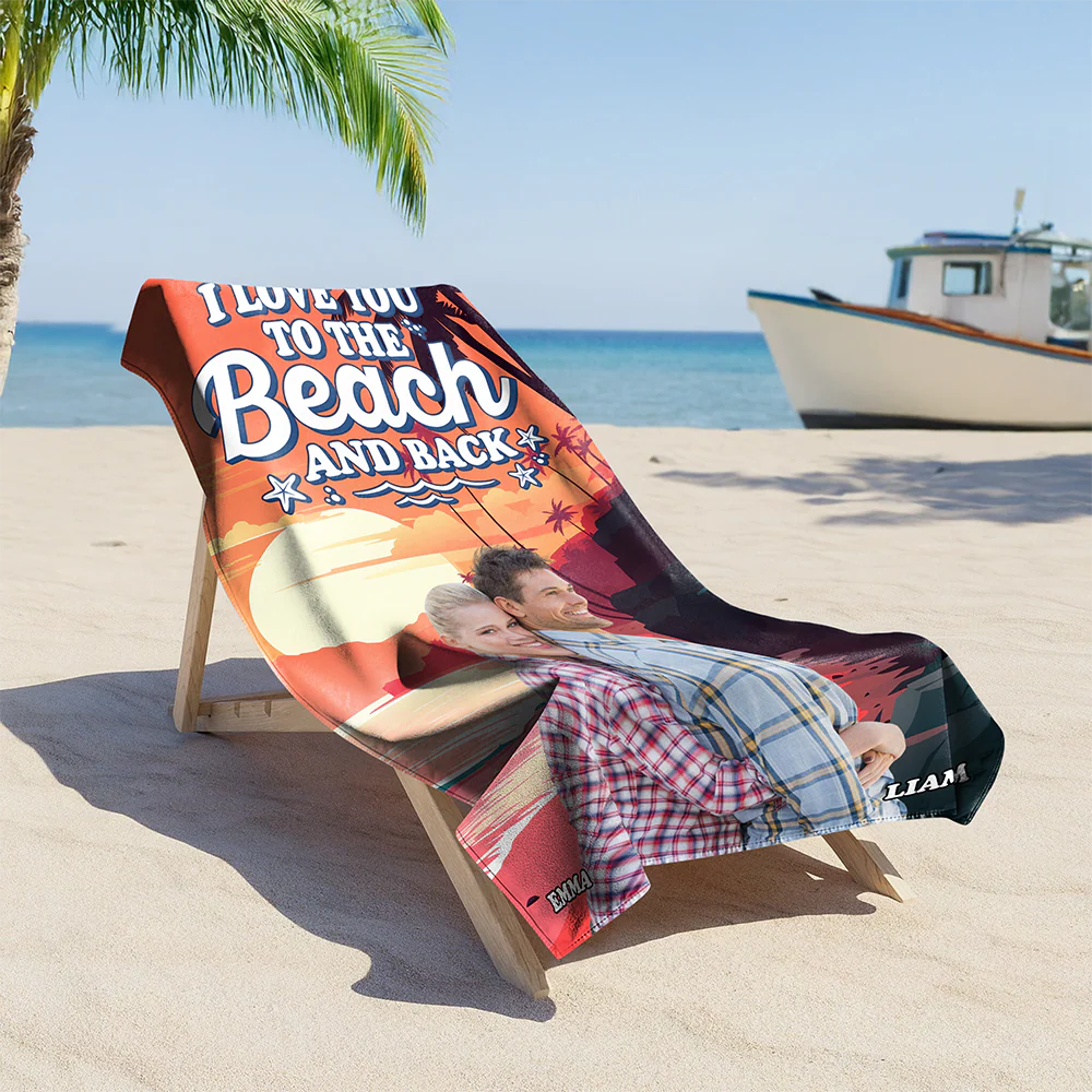 Custom Photo I Love You To The Beach And Back Personalized Beach Towel CH07 895804 - Image 3
