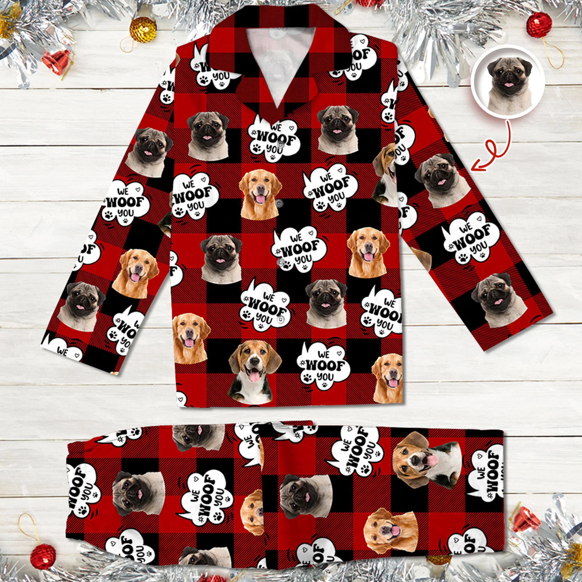 Custom Photo I Woof You - Personalized Pajamas Gift For Dog Lovers HO82 894382 - Image 2